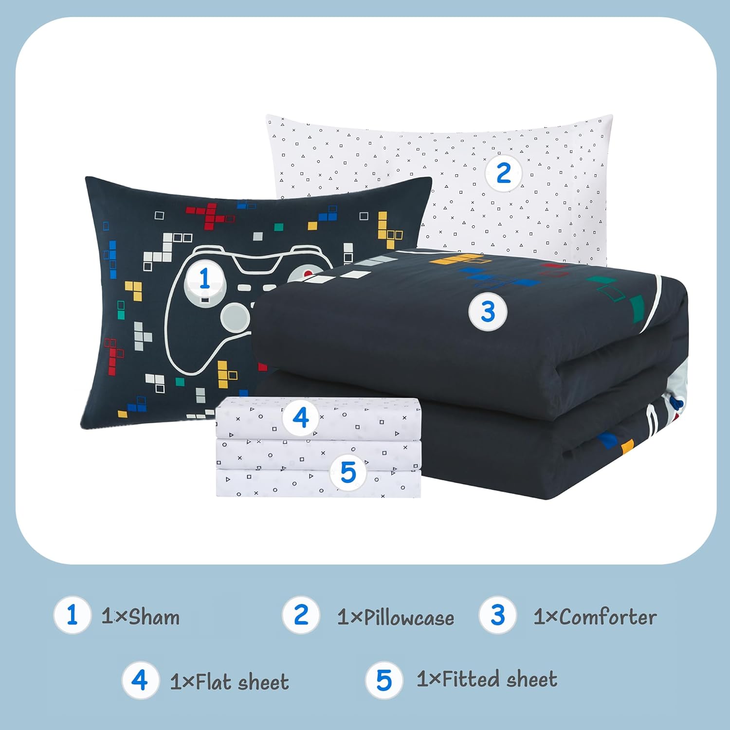 Glow in The Dark Gamer Comforter Set for Kids 1