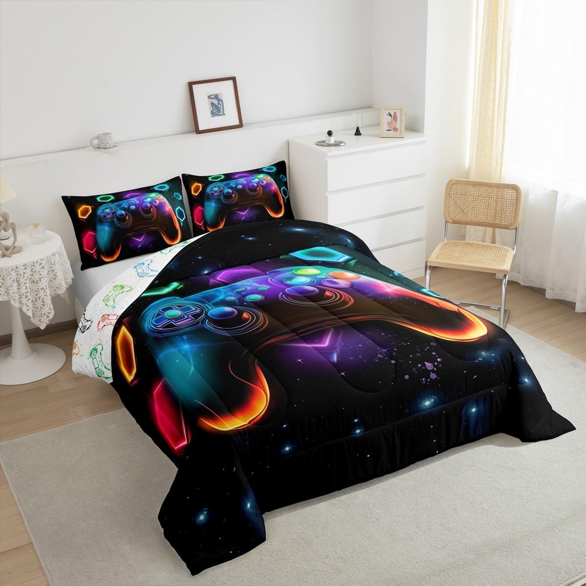 Erosebridal Gamer Comforter Set Twin Boys Red Green Blue Teal