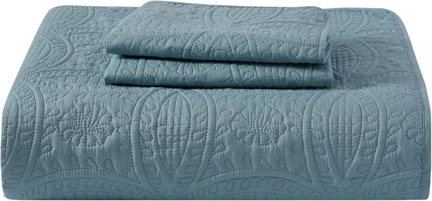 Mellanni King Bedspread Coverlet Set - Spa Blue 1