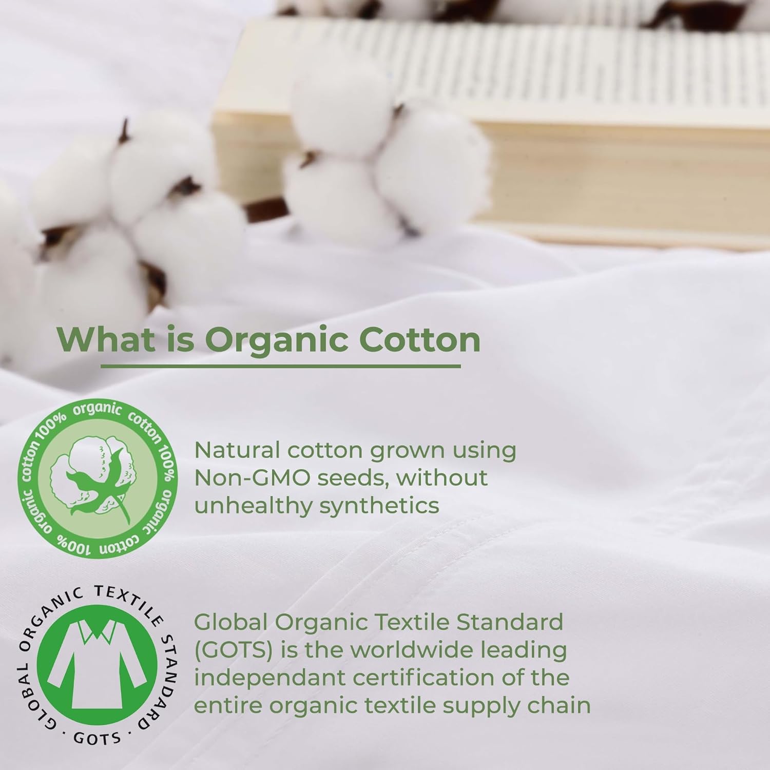 Superior Organic Cotton Deep Pocket Fitted Sheet White