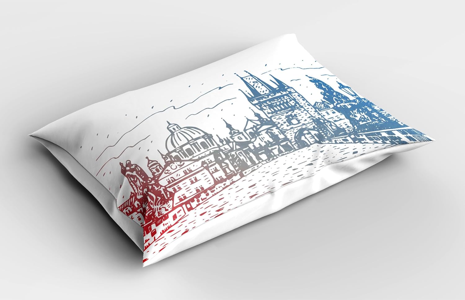 Ambesonne Prague Pillow Sham Set of 2 - Vermilion Blue