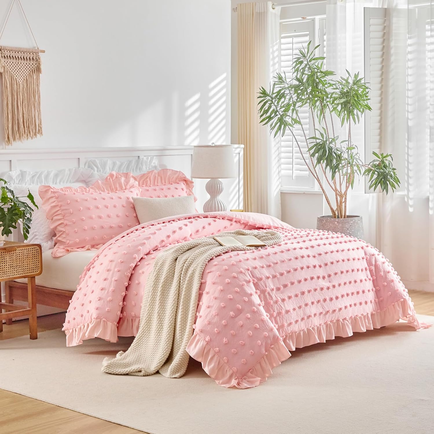 Flysheep Tufted Dots Ruffle Comforter Set Twin