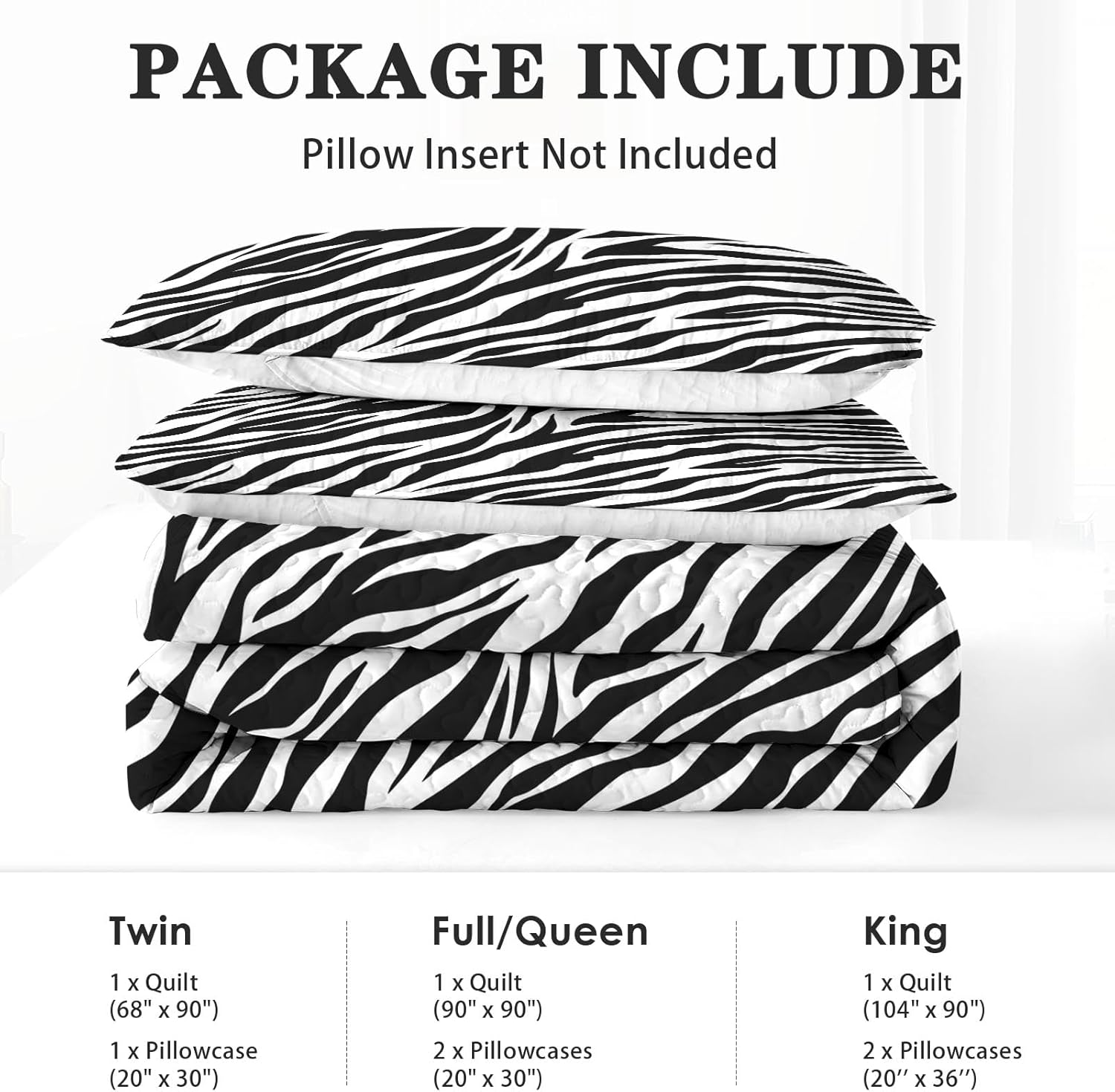 Pamnest Zebra Stripe Quilt Set 3 Pcs Full Queen 1