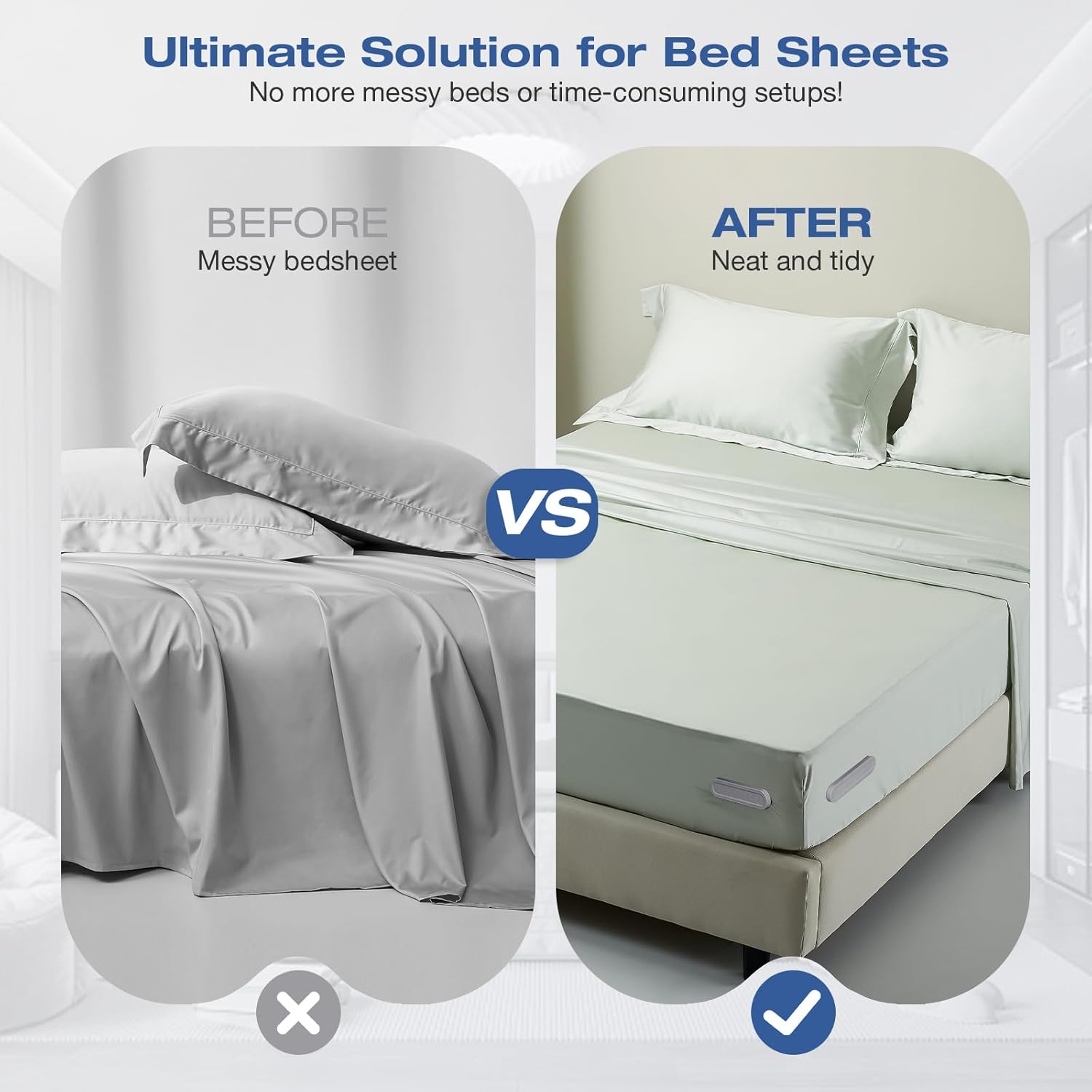 EDCREATY Bed Sheet Holder with Lock Straps - Grey