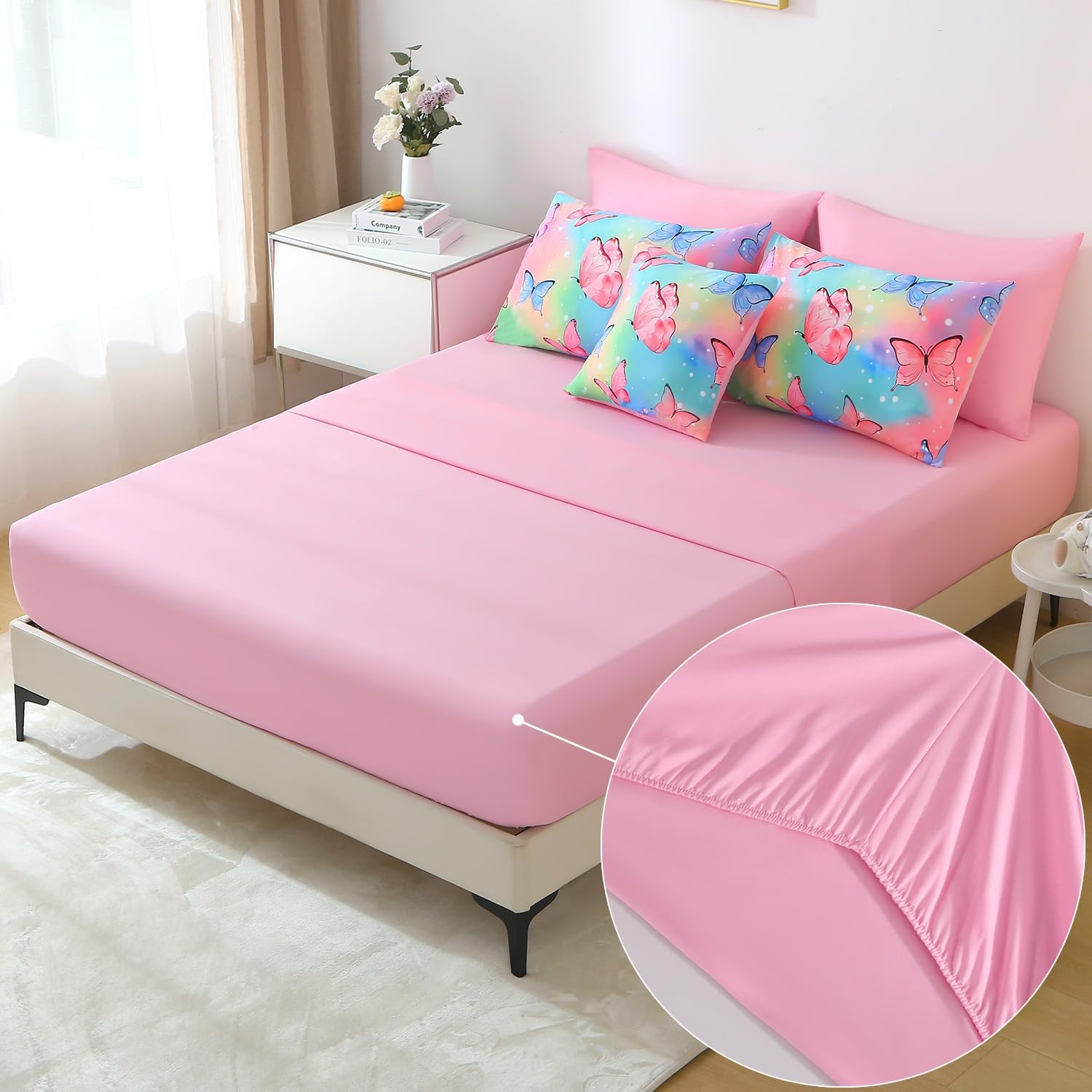 JQinHome 6 Pc Twin Rainbow Butterfly Comforter Set 1
