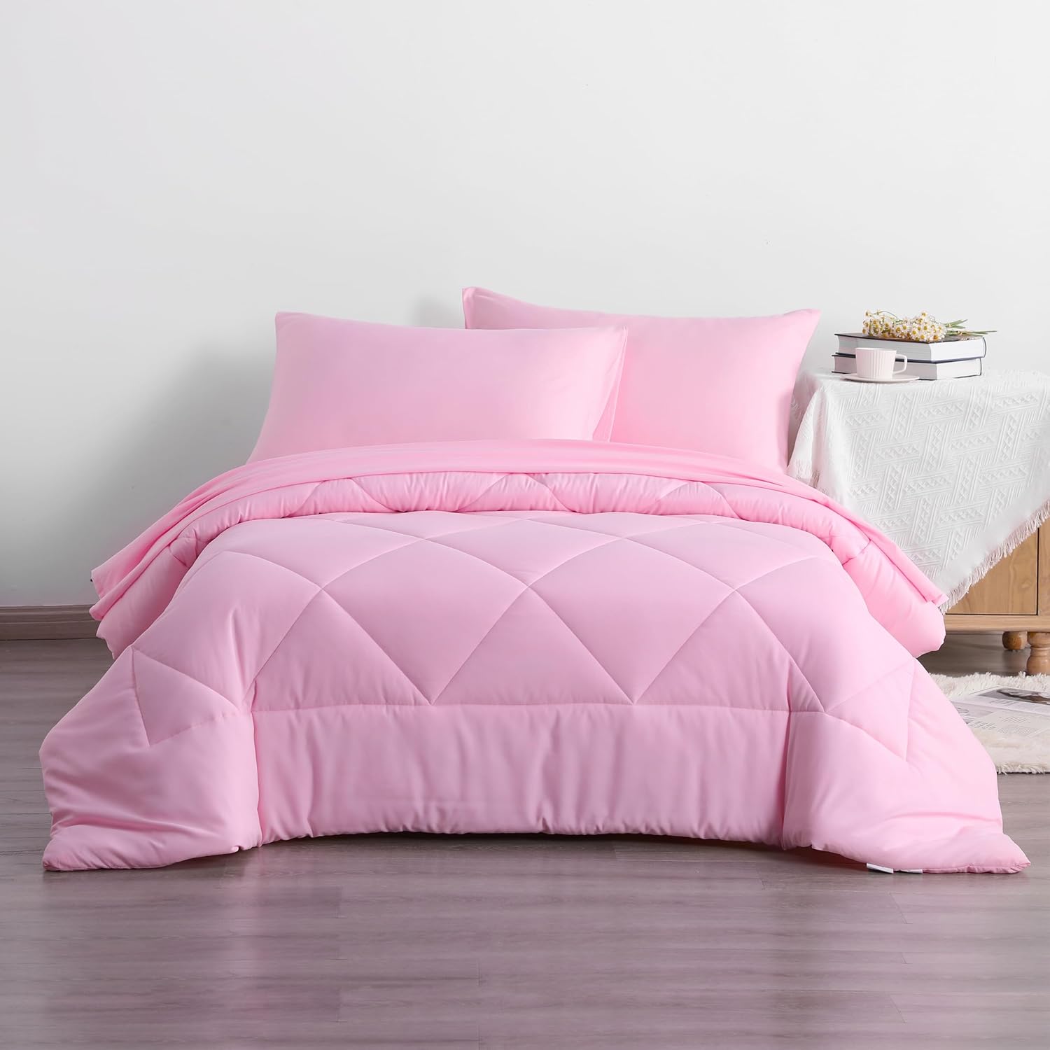 NTBAY Pink Twin Bed in a Bag Comforter Set