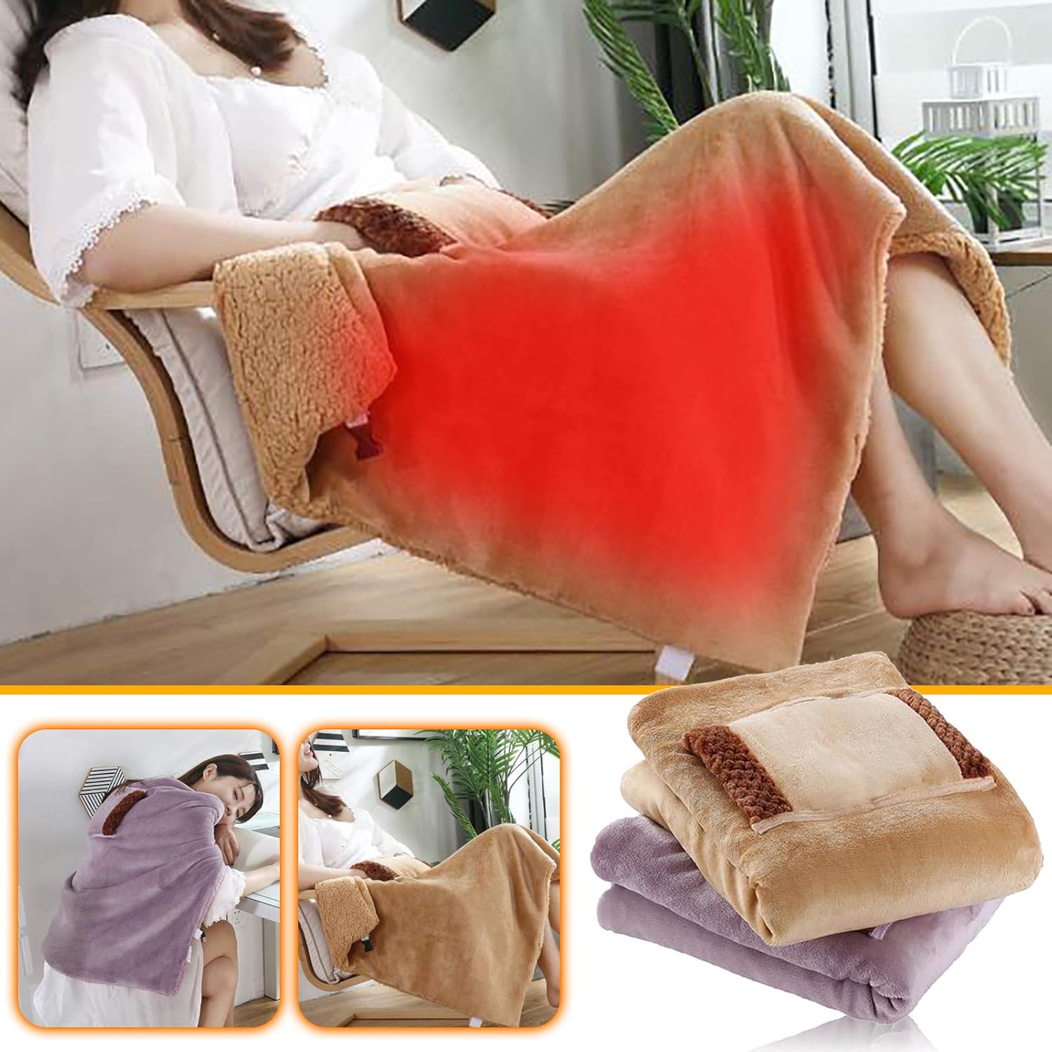 Electric Heated Throw Blanket 60x80cm USB Fast Heating Warm and Soft