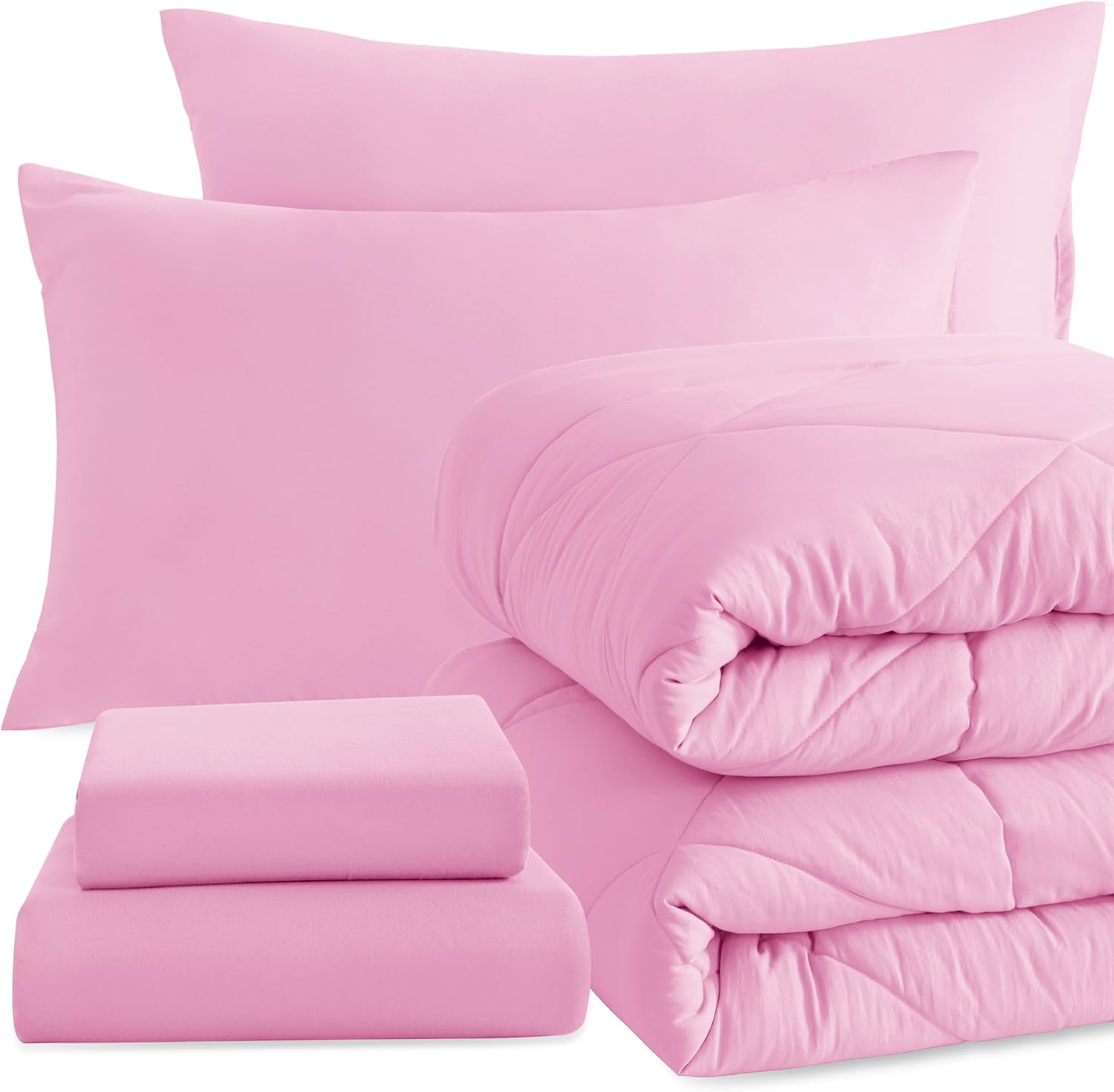 NTBAY Pink Twin Bed in a Bag Comforter Set