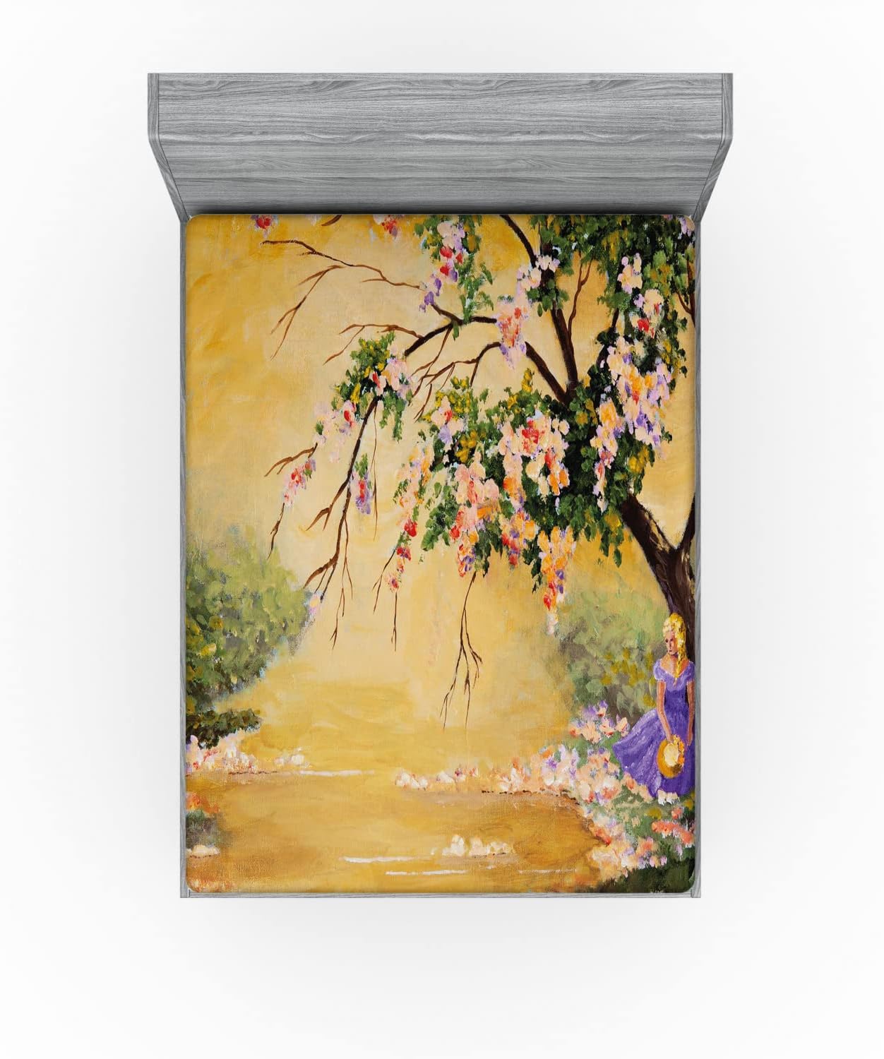 Ambesonne Landscape Fitted Sheet with Art Print