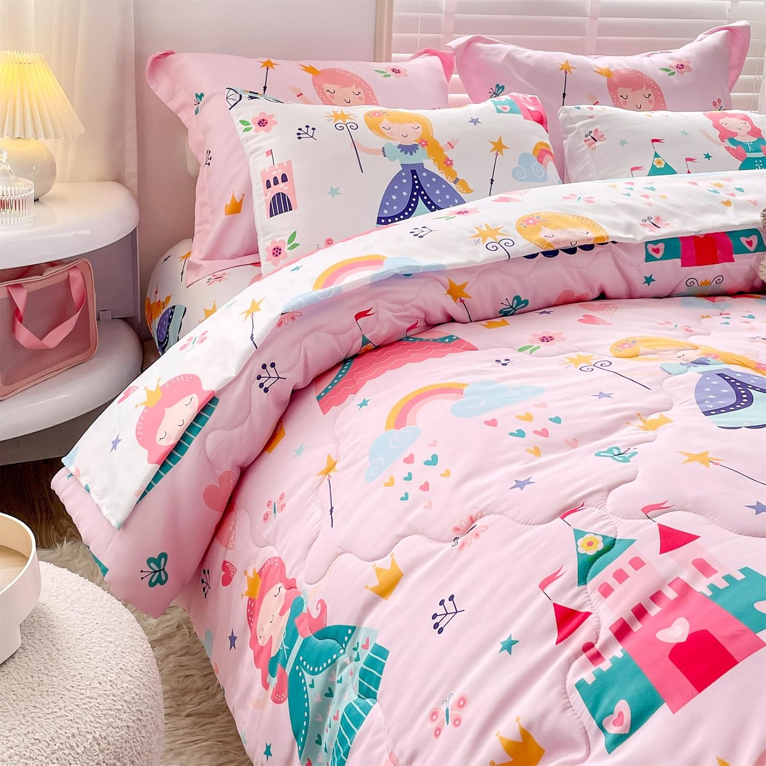 Wajade Kids Princess Comforter Set Queen Size 7 Piece