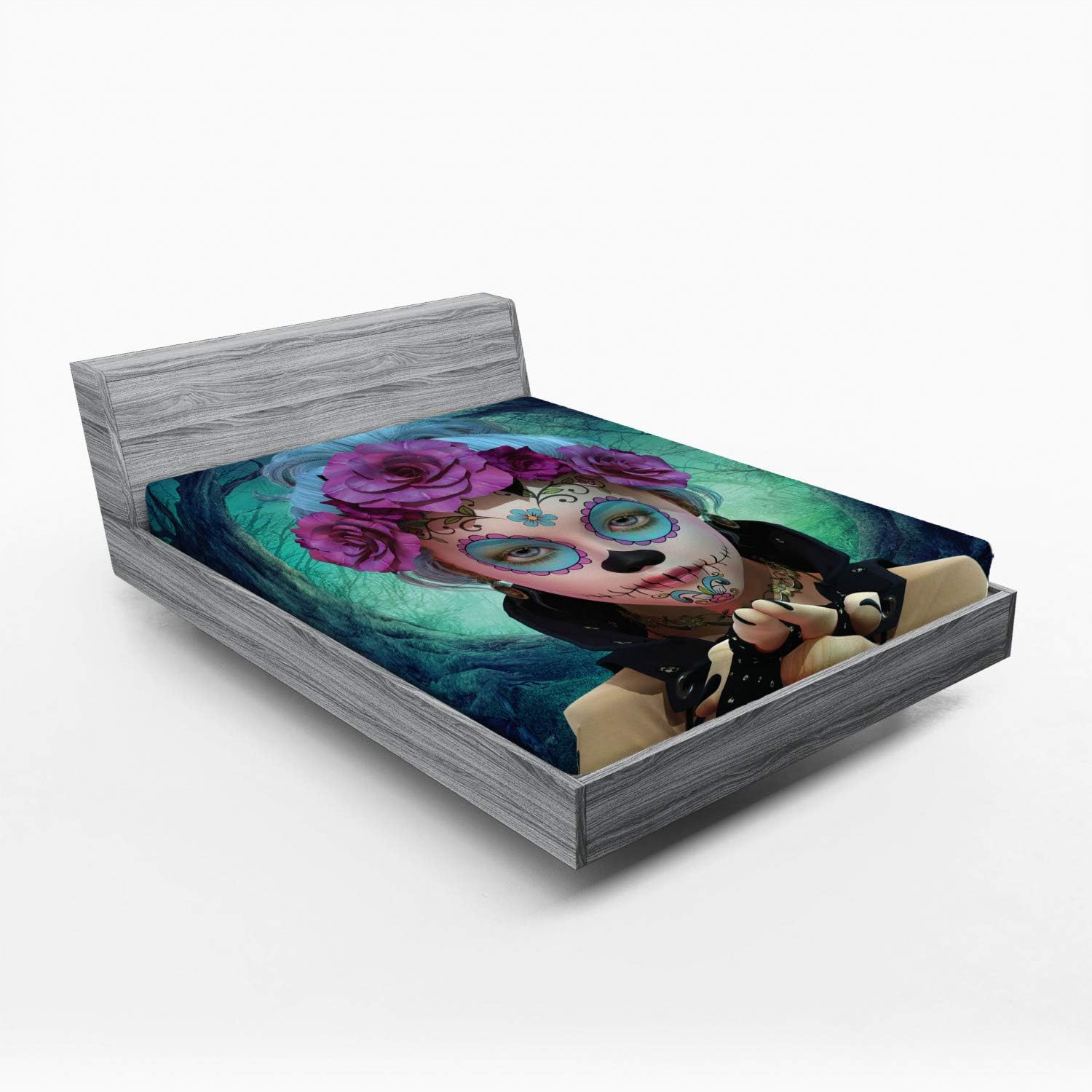 Ambesonne Horror Fitted Sheet with Scary Clown Print