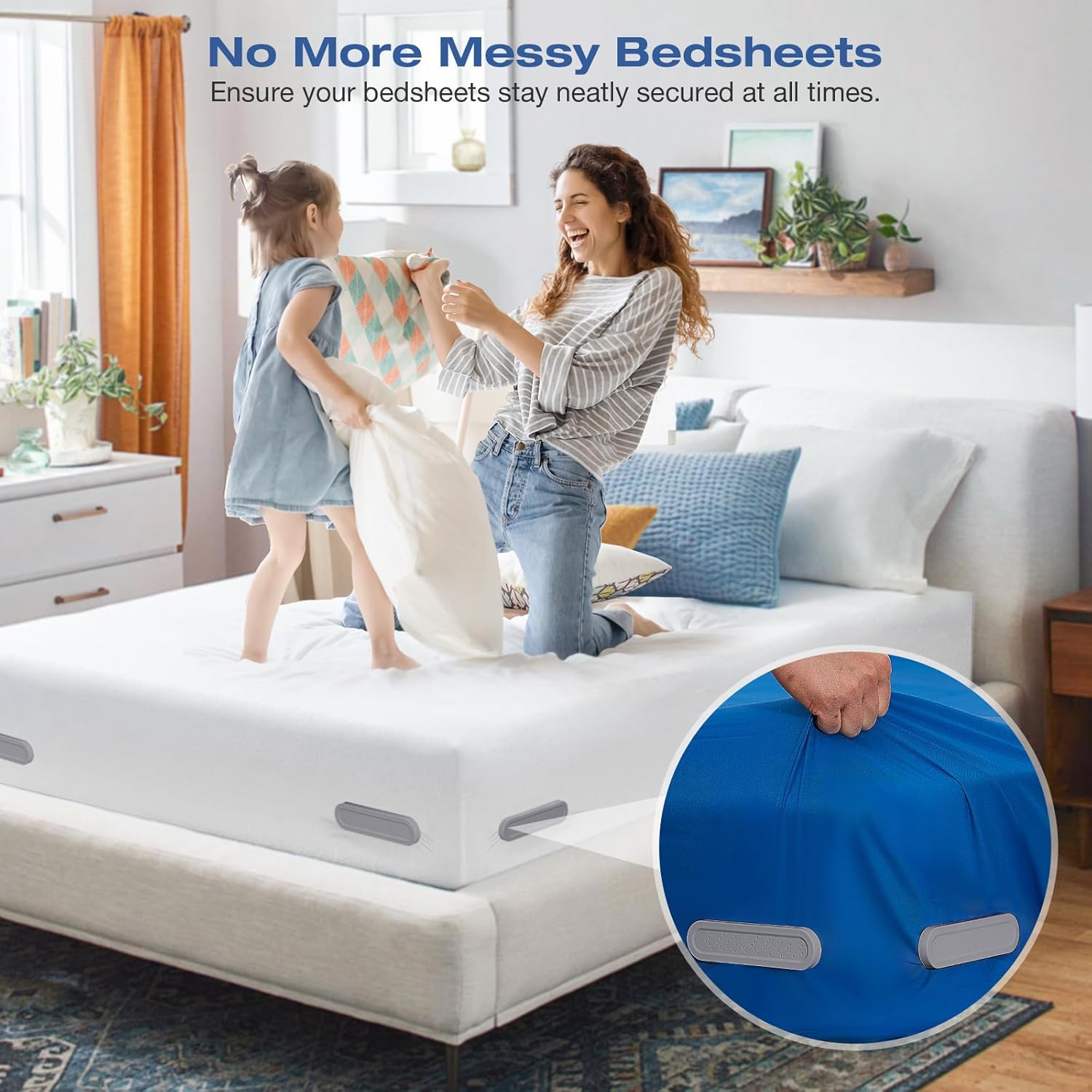 EDCREATY Bed Sheet Holder with Lock Straps - Grey