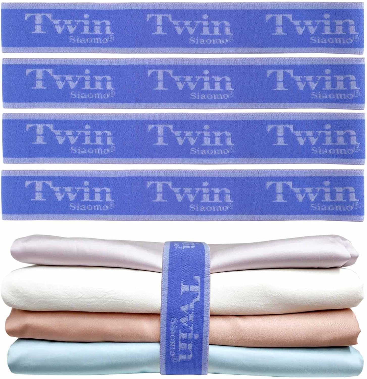 Siaomo Bed Sheet Organizer Bands - 4PCS Blue for Twin