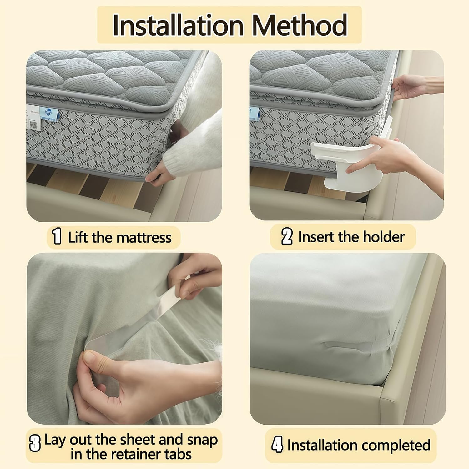 GUDSK 4-Piece Heavy Duty Sheet Holders Set