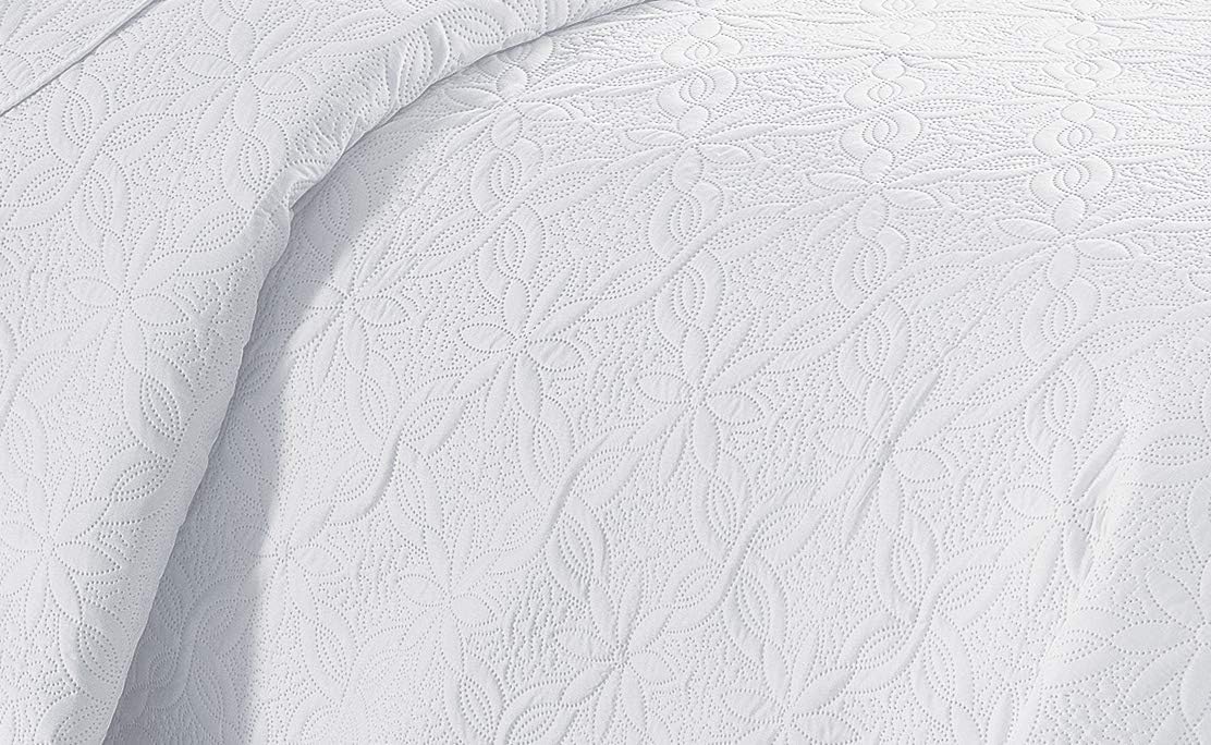 Fancy Linen Embossed Coverlet Bedspread Set 3pc