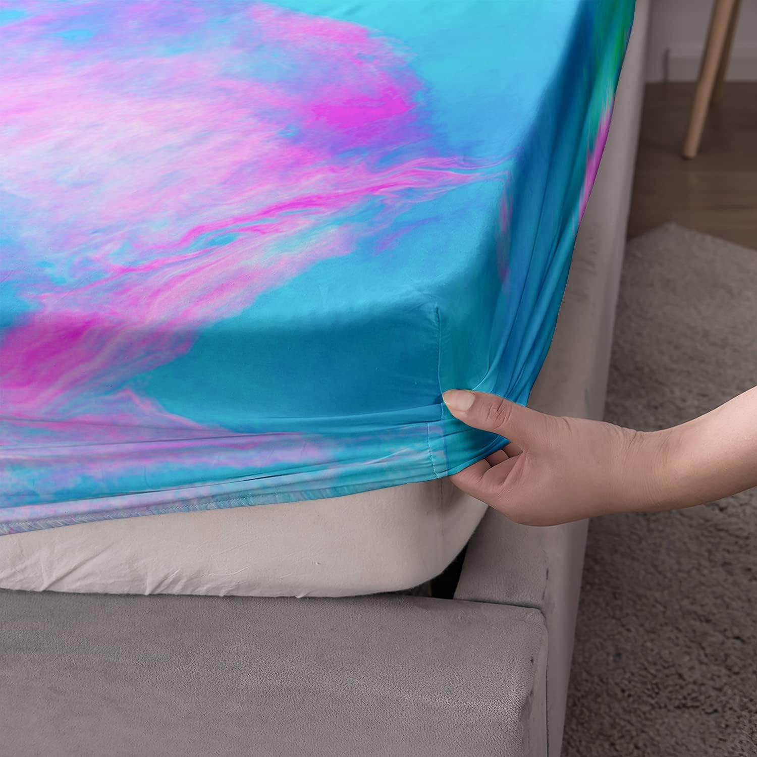 AILONEN Tie Dye Fitted Sheet Twin XL Set