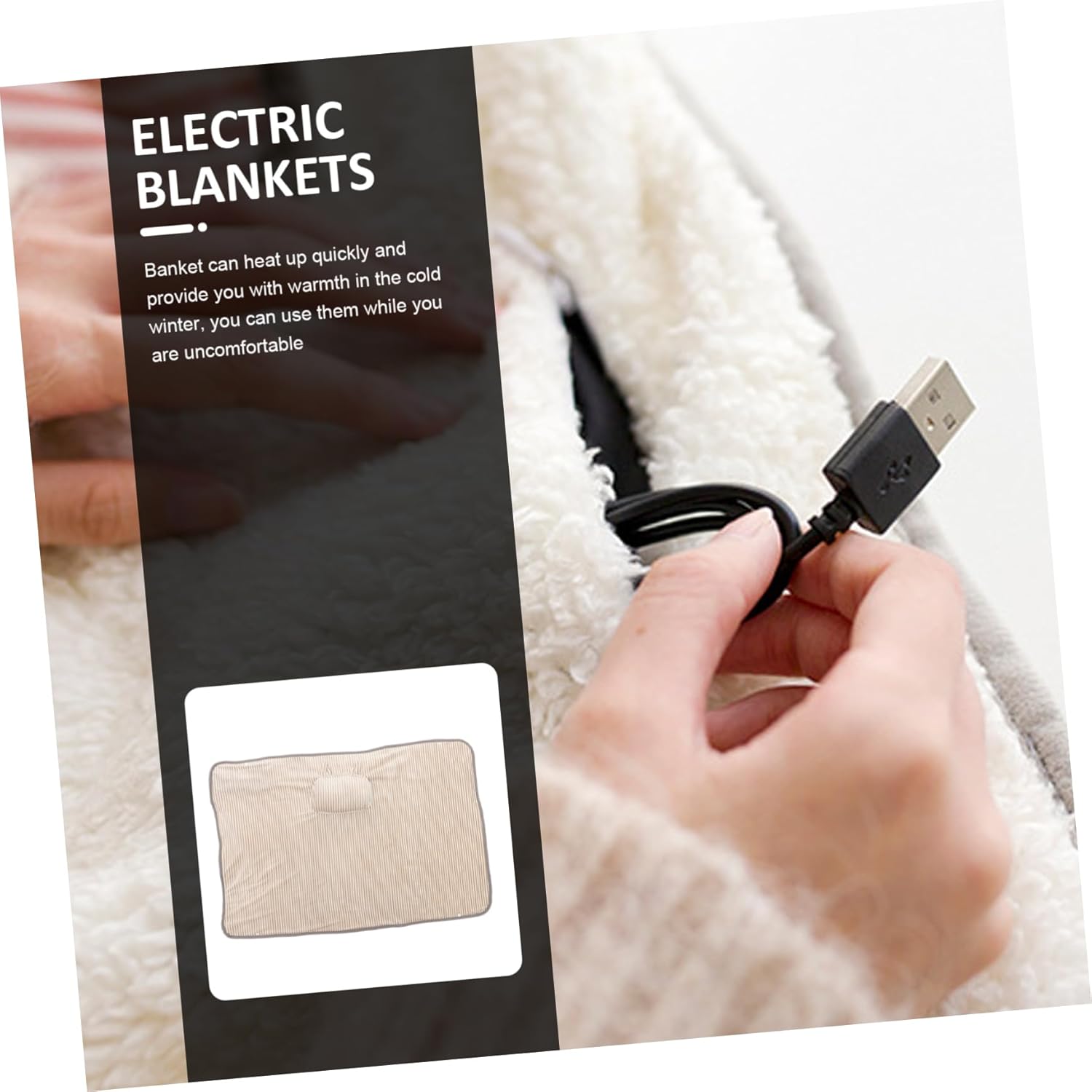 KOCKSHION Electric Heating Blanket USB Reusable Warm Throw