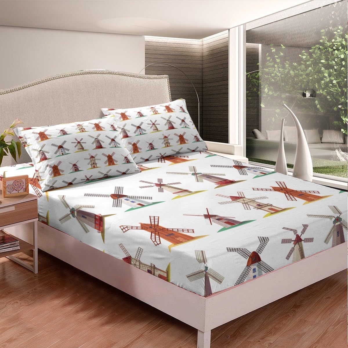 Erosebridal Wooden Windmill Bed Set for Kids Twin