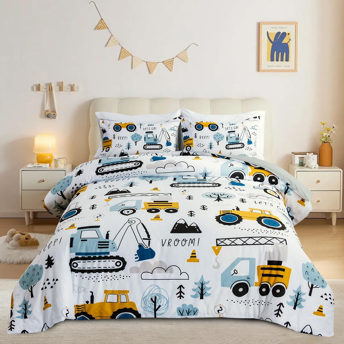 NTBED Twin Construction Truck Comforter Set for Boys