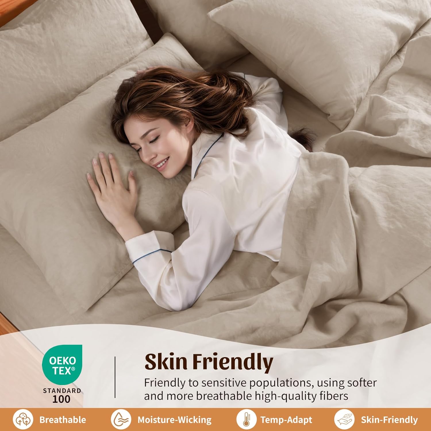 Shilucheng 100 French Linen Queen Sheets 6Pcs Set