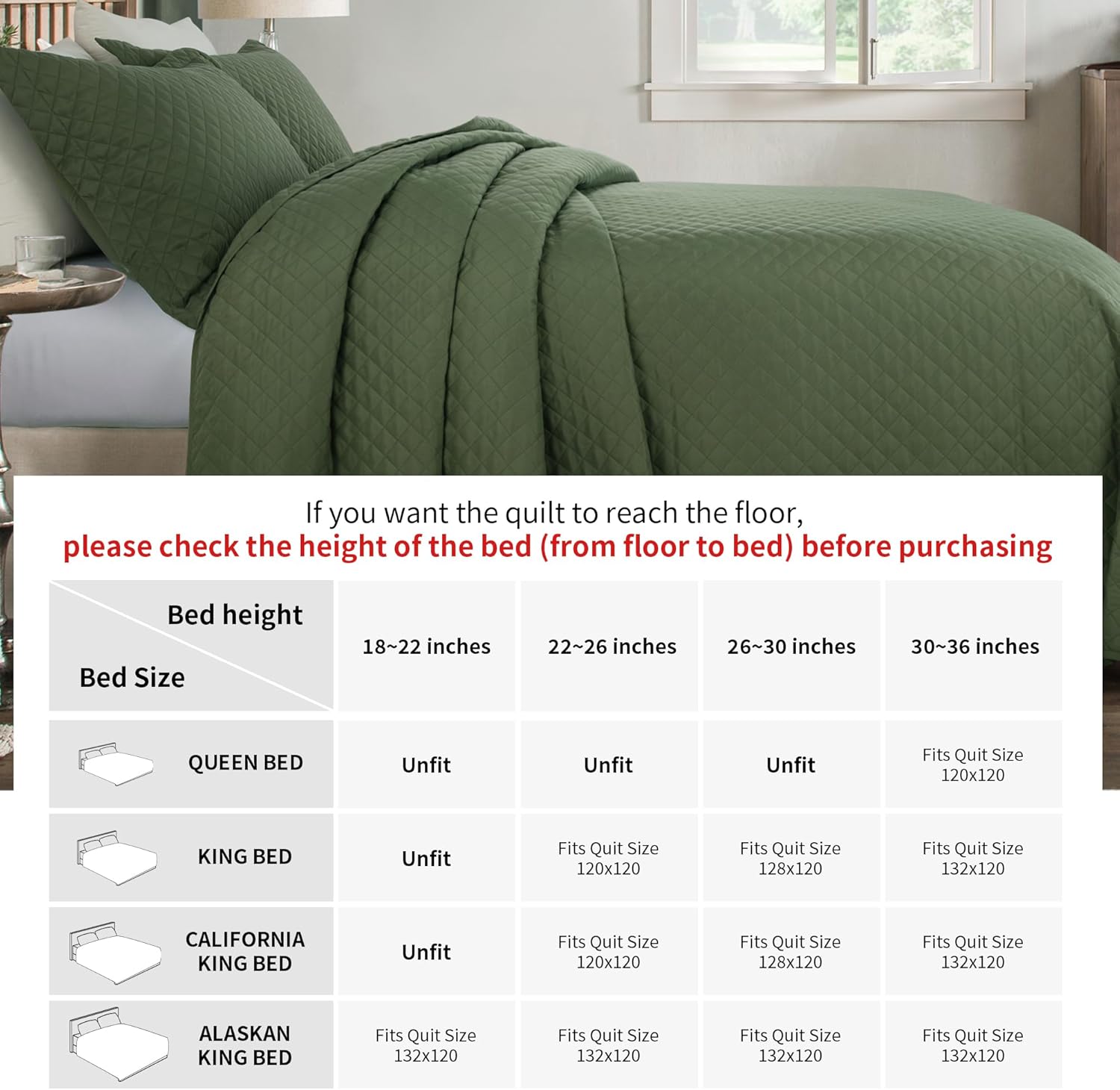 HOMBYS 3 Piece King Quilt Set Bedspread