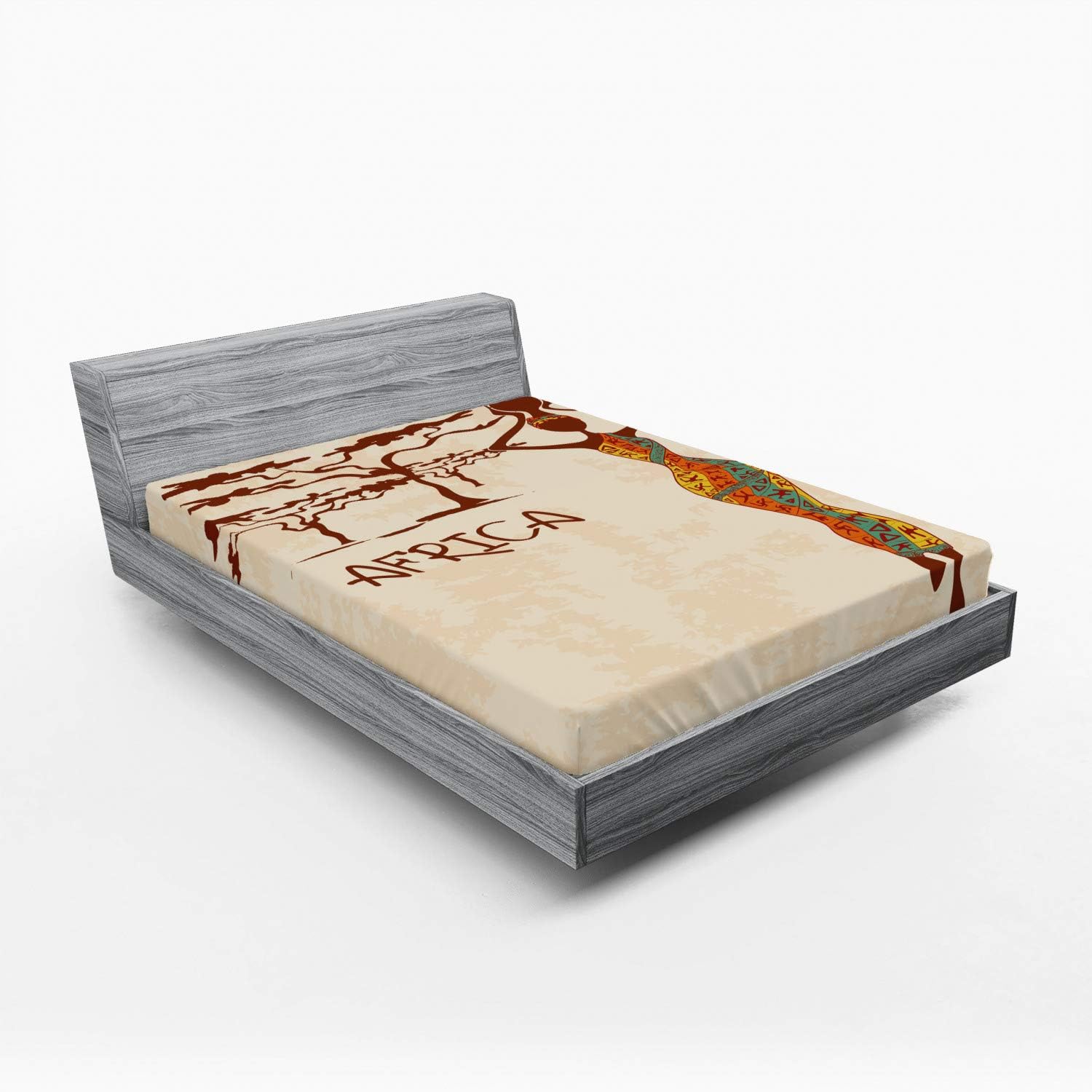 Ambesonne African Fitted Sheet Multicolor California King