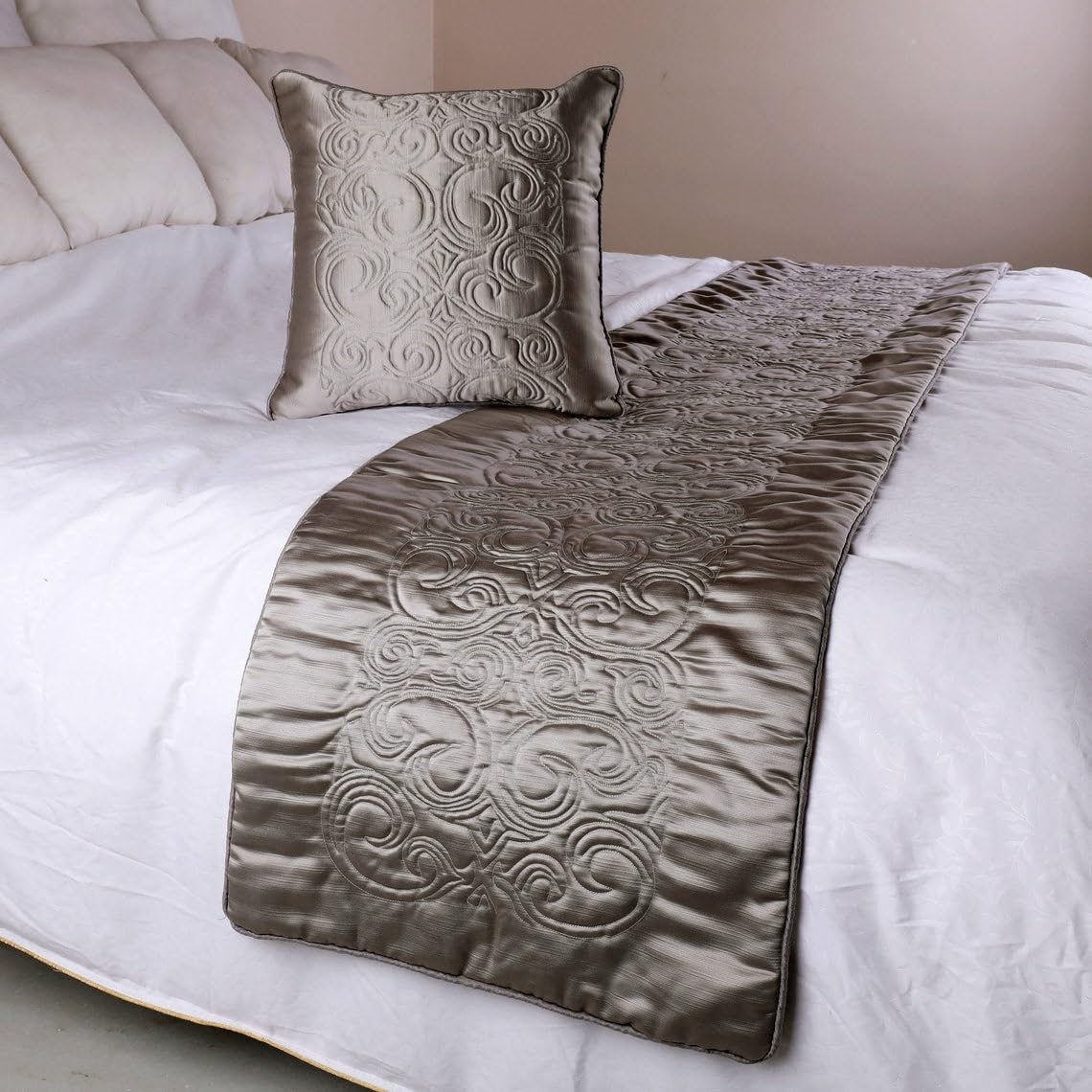 The HomeCentric Handmade Silver Bed Runner Set