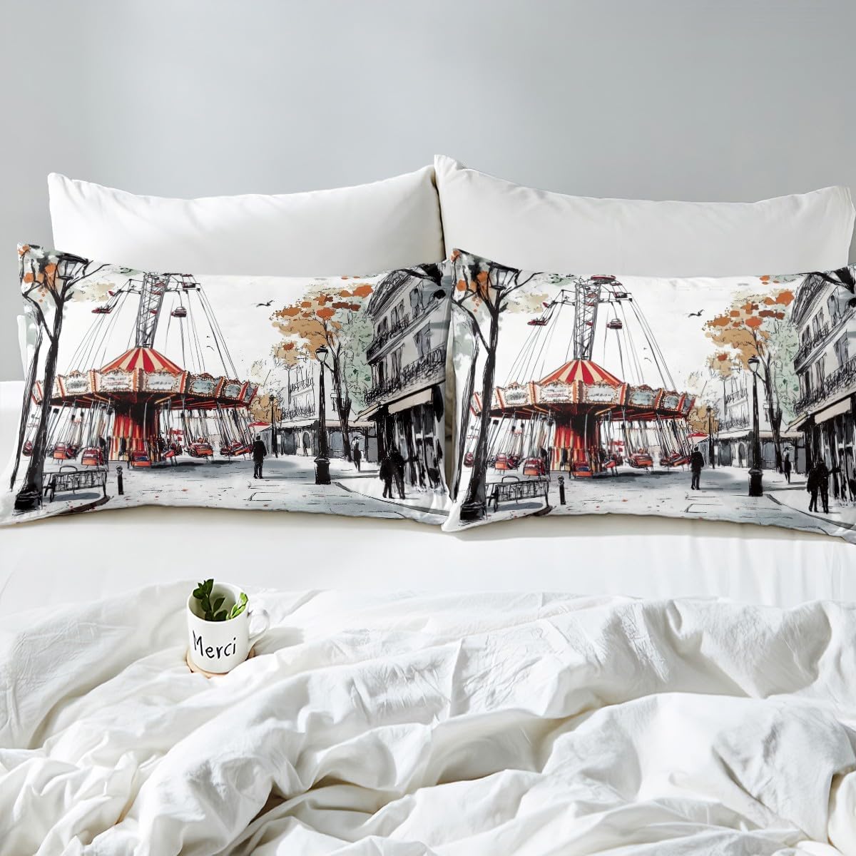 Erosebridal Carousel Fitted Sheet Twin Set