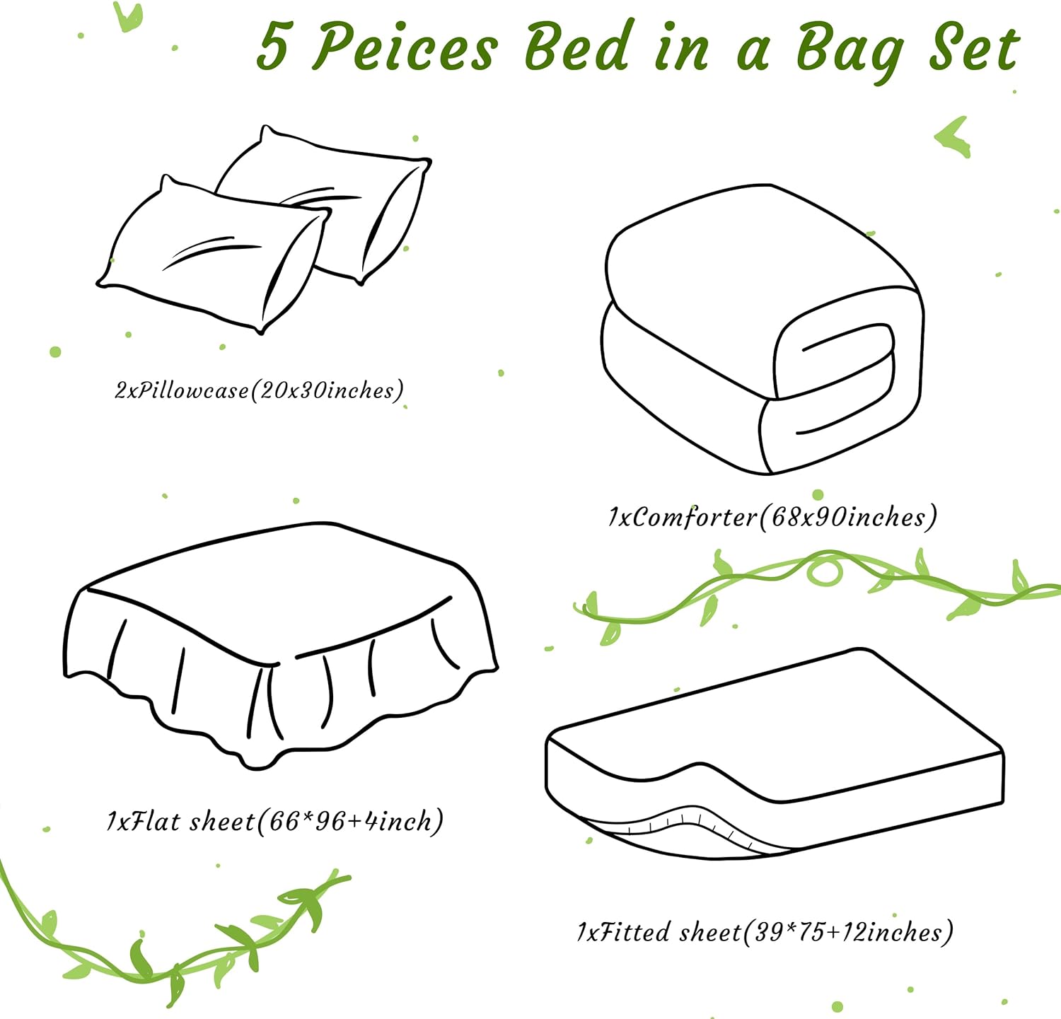 NTBAY Pink Twin Bed in a Bag Comforter Set