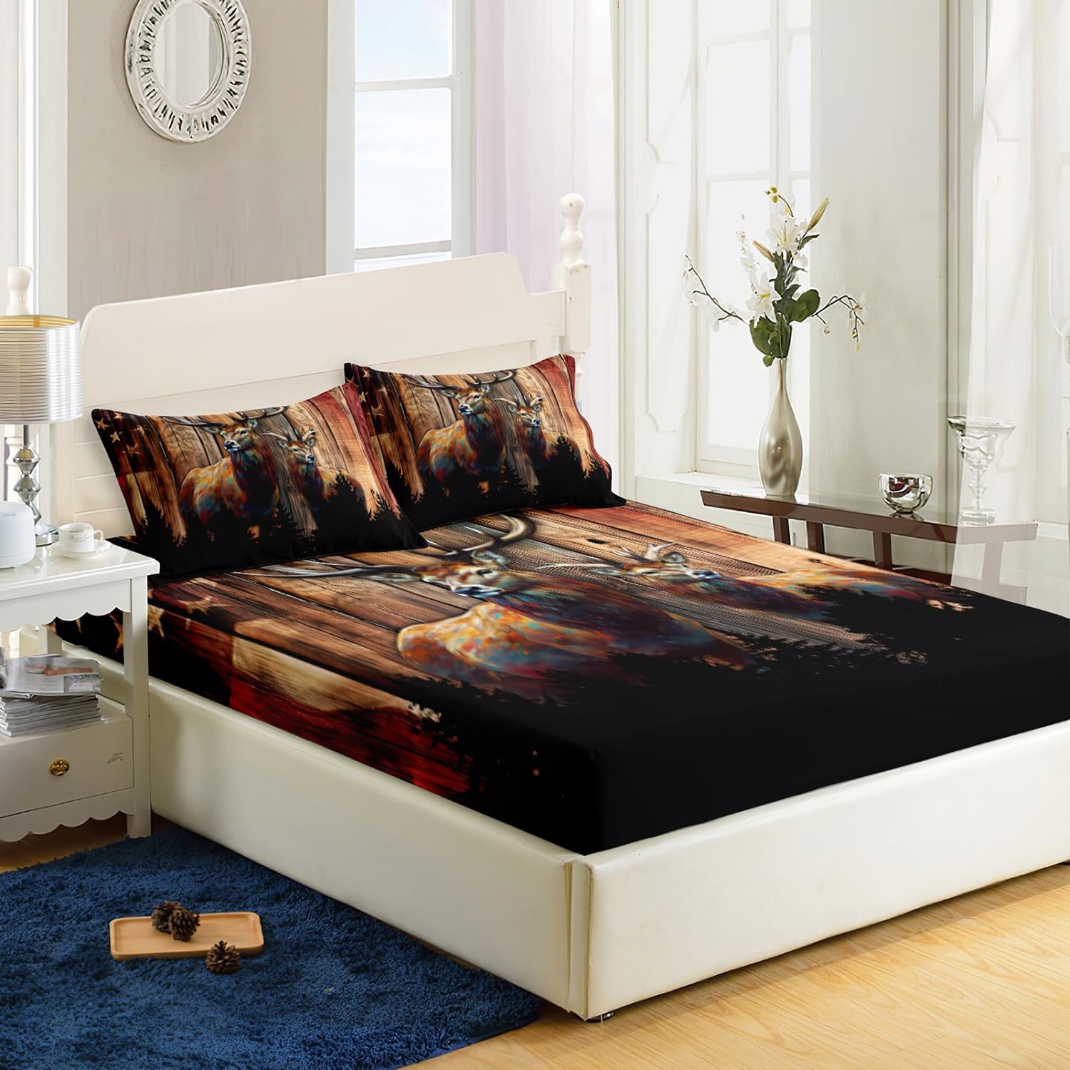 AILONEN Deer Fitted Sheet Set Twin XL Size 3 Pieces