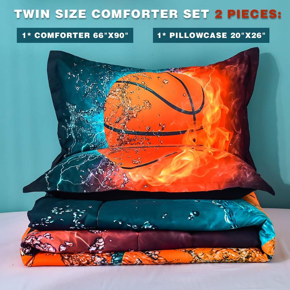 Andency 3D Basketball Comforter Set Twin 66x90 Inch