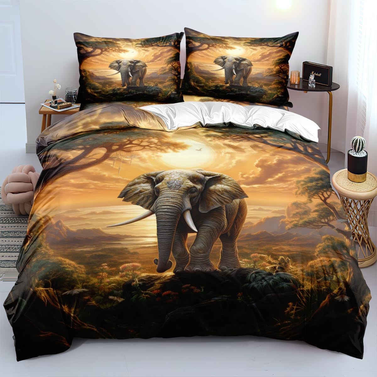 Yixinzhuanjin Elephant Bed Sheet Set King Size