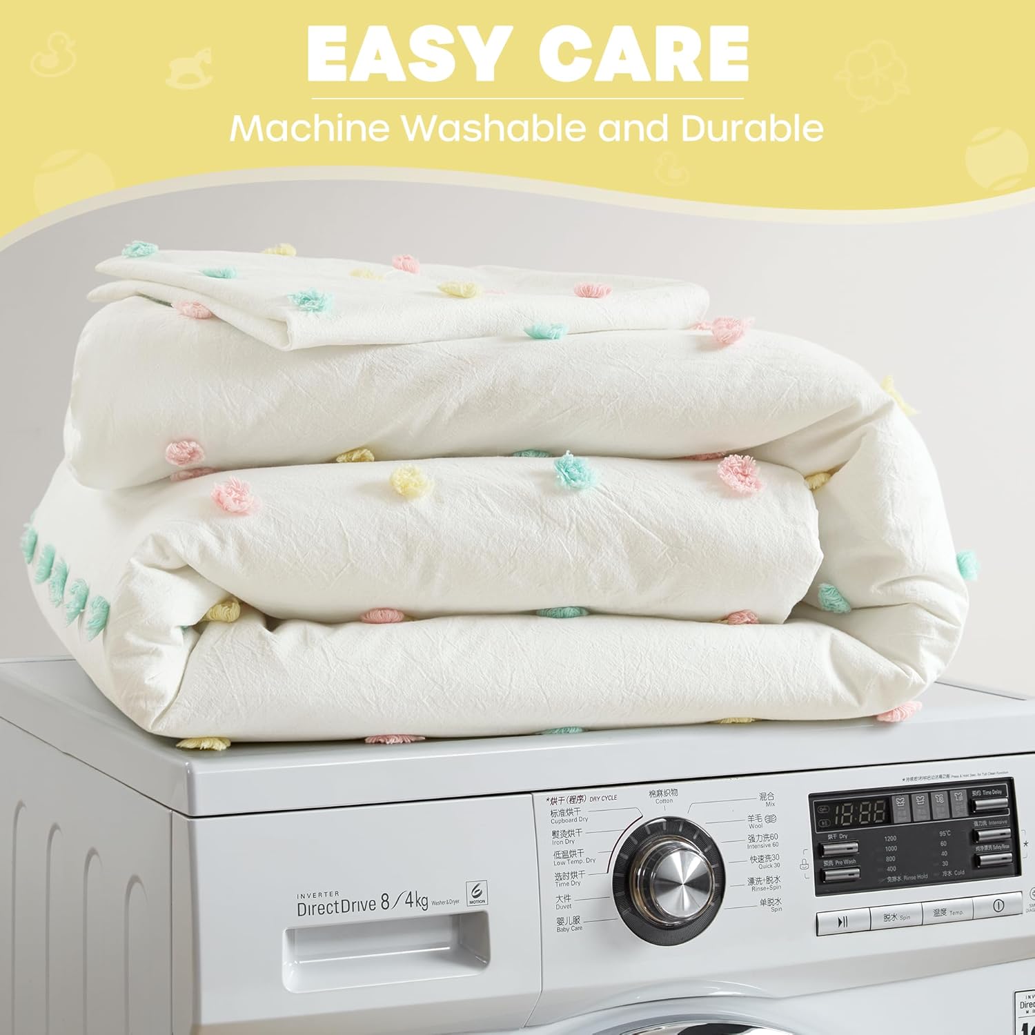 Callie Cotton Jacquard Comforter Set for Kids 5 Piece Ivory