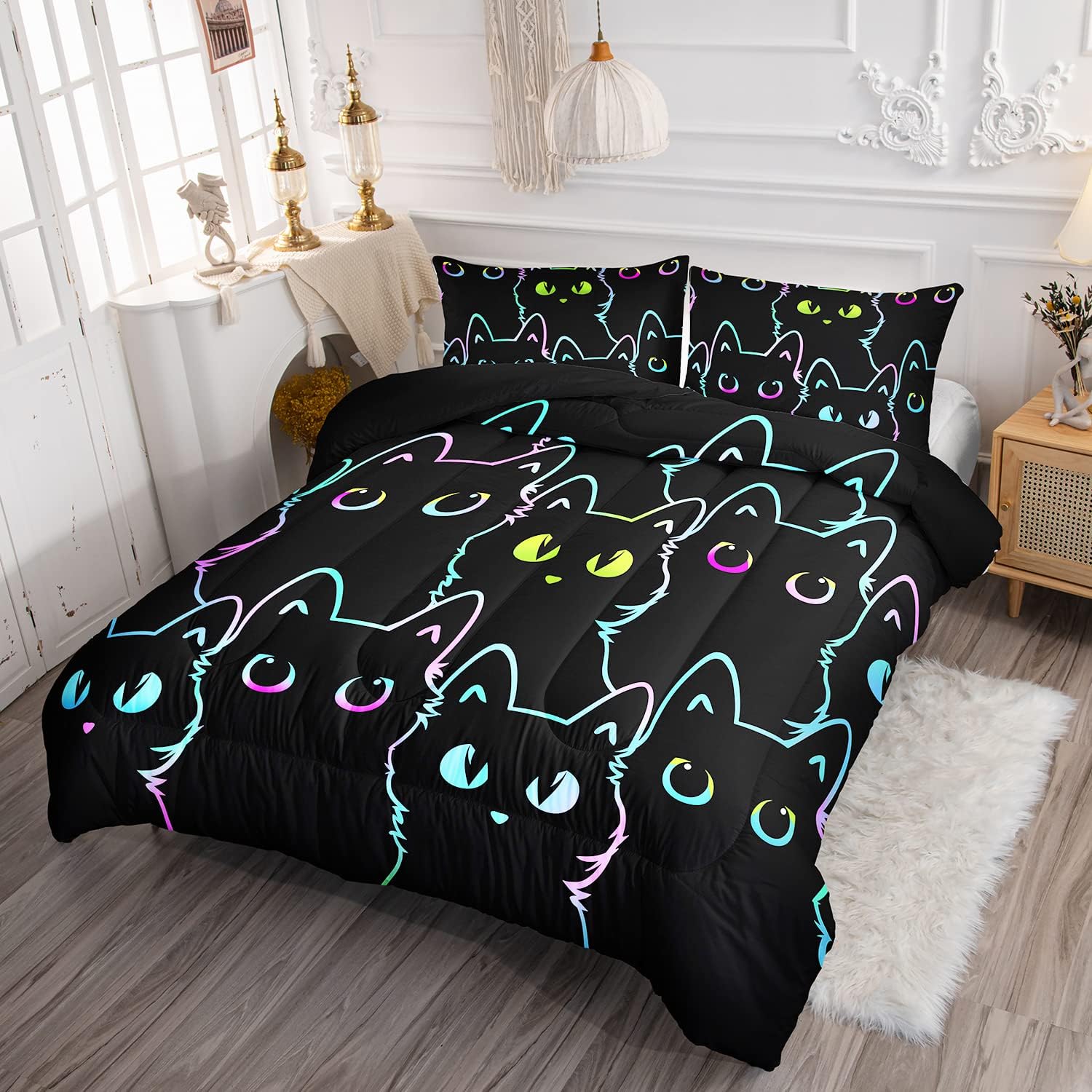 Axolotl Kids Cartoon Cat Comforter Set Twin Size 1