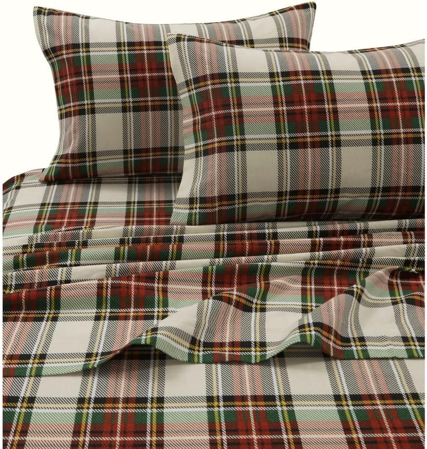 Tribeca Living 100 Cotton Flannel Sheet Set Queen Snowman NavyRed