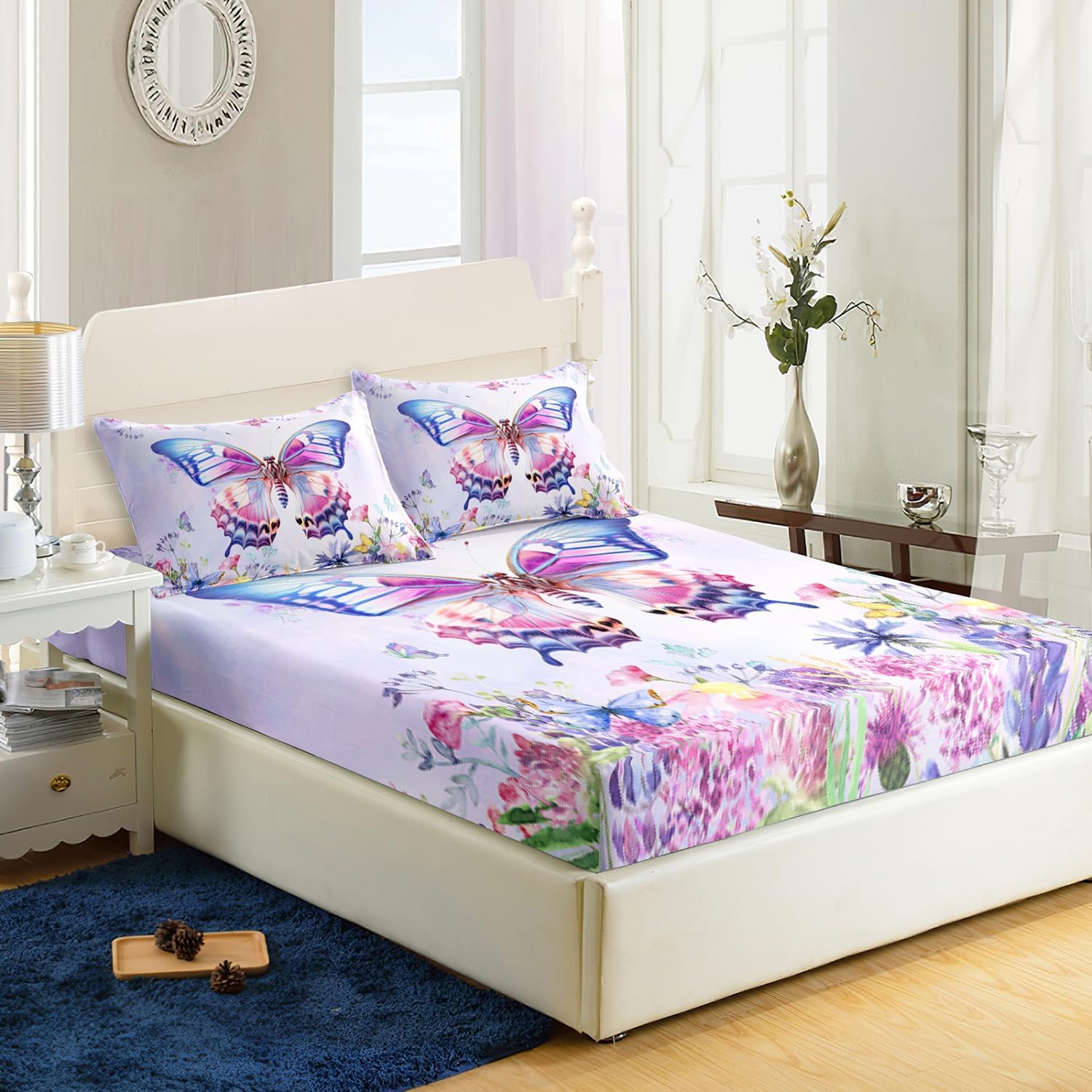 AILONEN Butterfly Fitted Sheet Set Twin XL Size