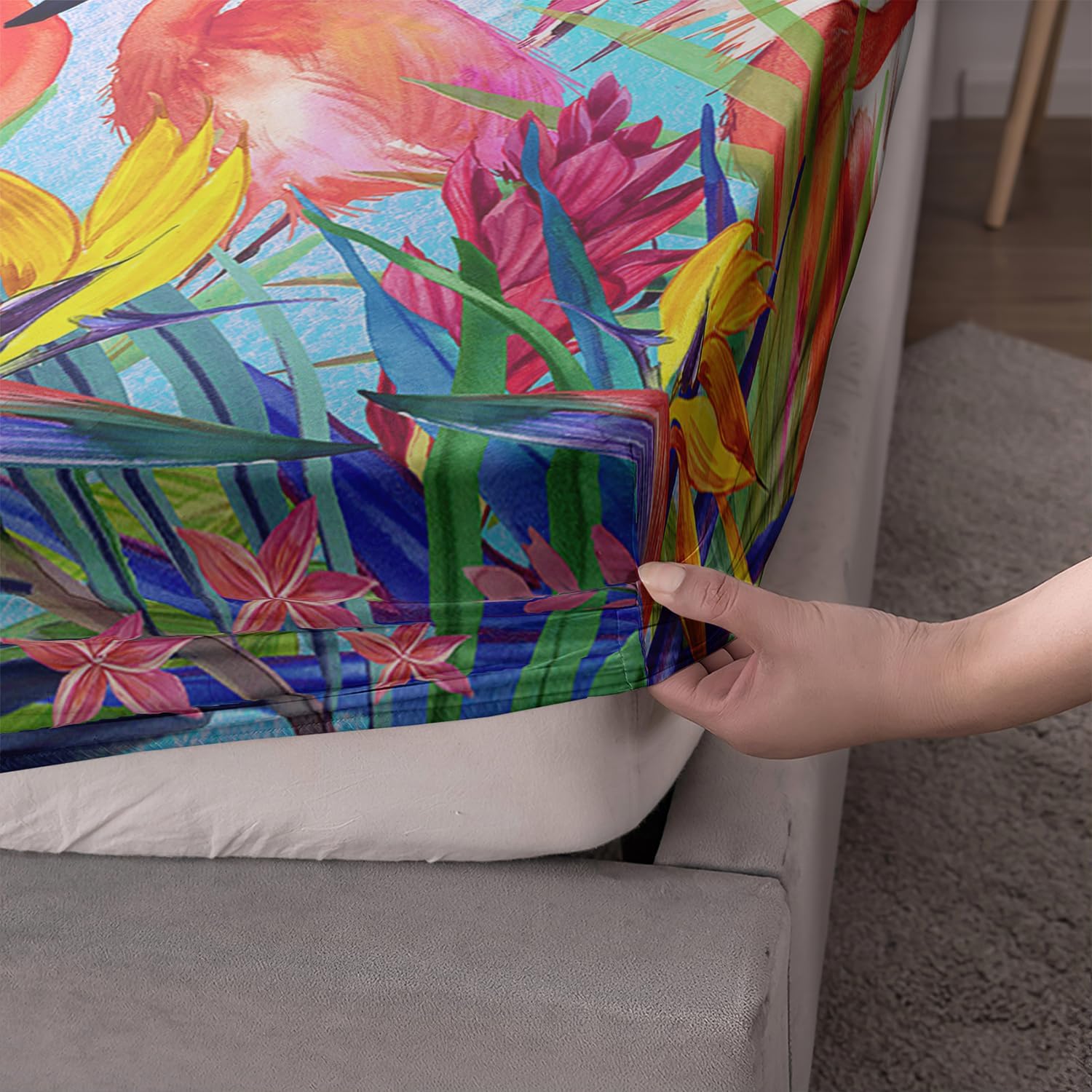 AILONEN Flamingo Fitted Sheet Set Twin XL