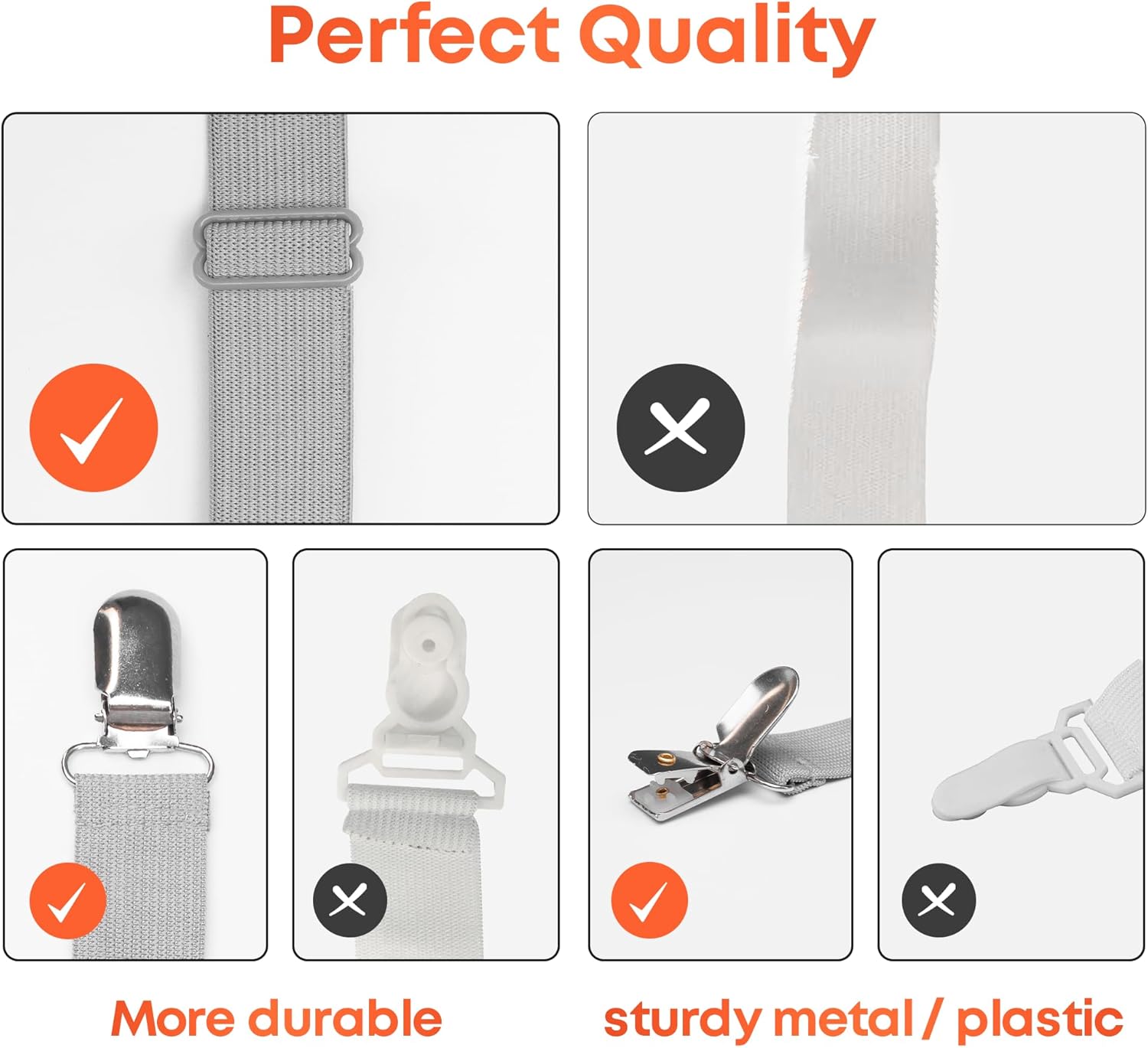 5 Stars United Bed Sheet Straps Set - 4 Pcs Grey