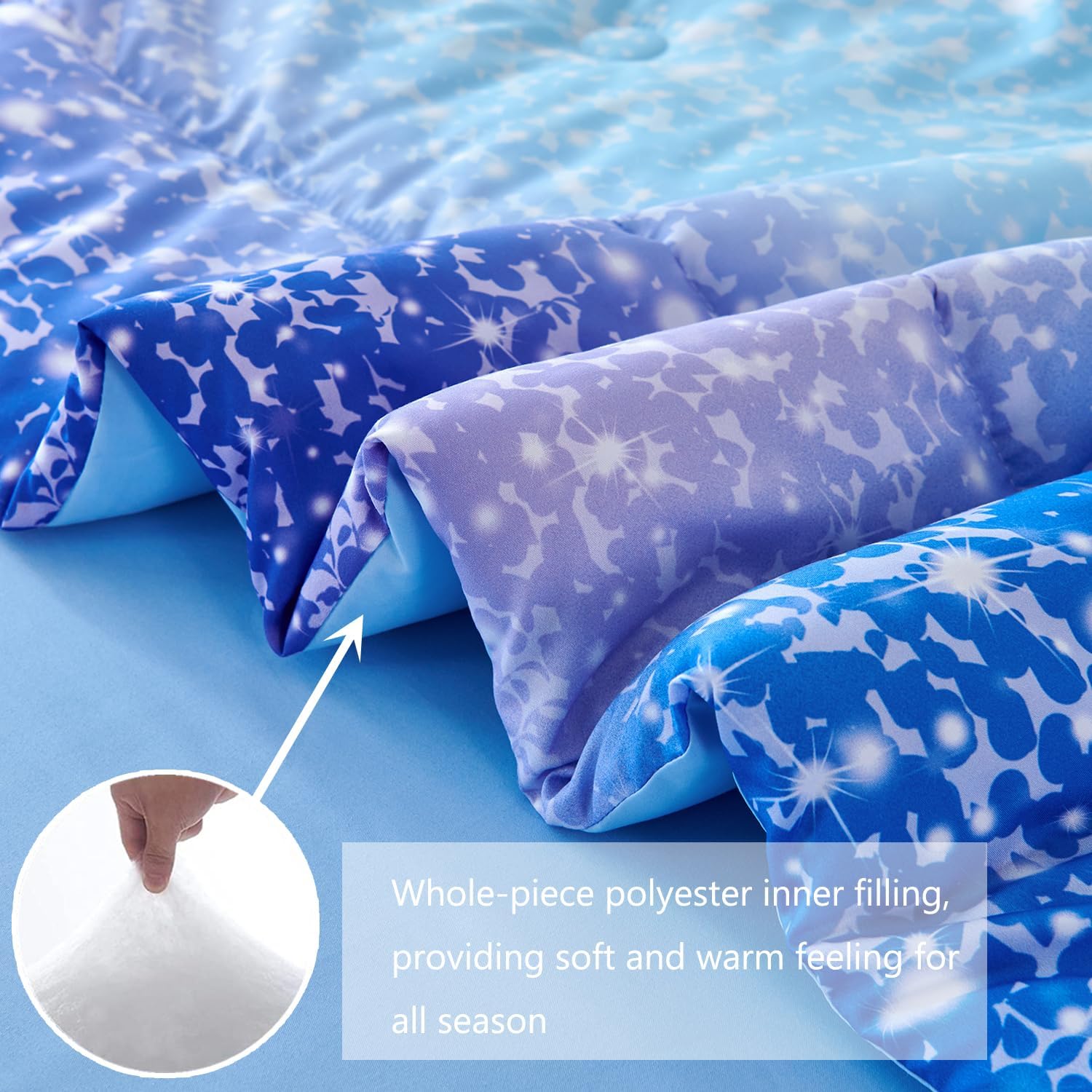 PERFEMET Blue Twin Comforter Set 6 Piece Bed in a Bag