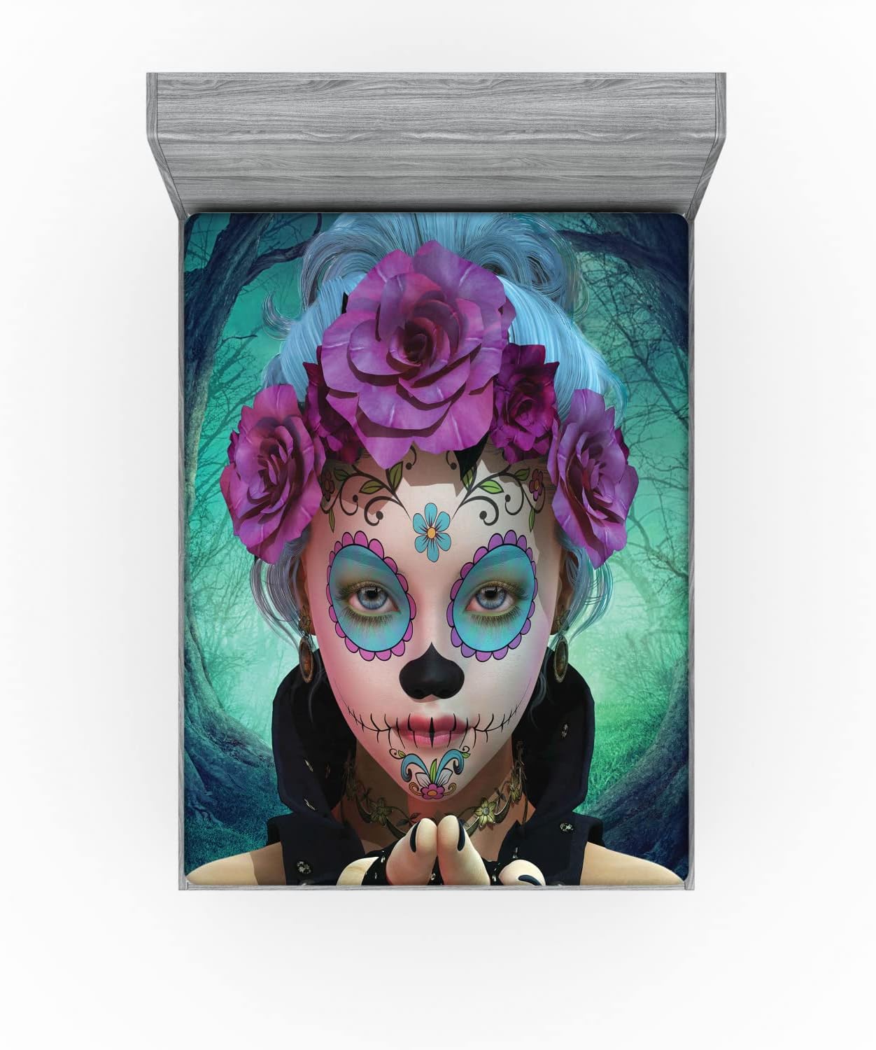 Ambesonne Horror Fitted Sheet with Scary Clown Print