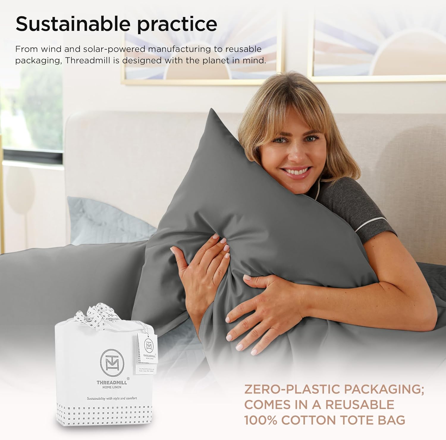Threadmill Pillow Cases Standard Size 1200 Thread Count 1