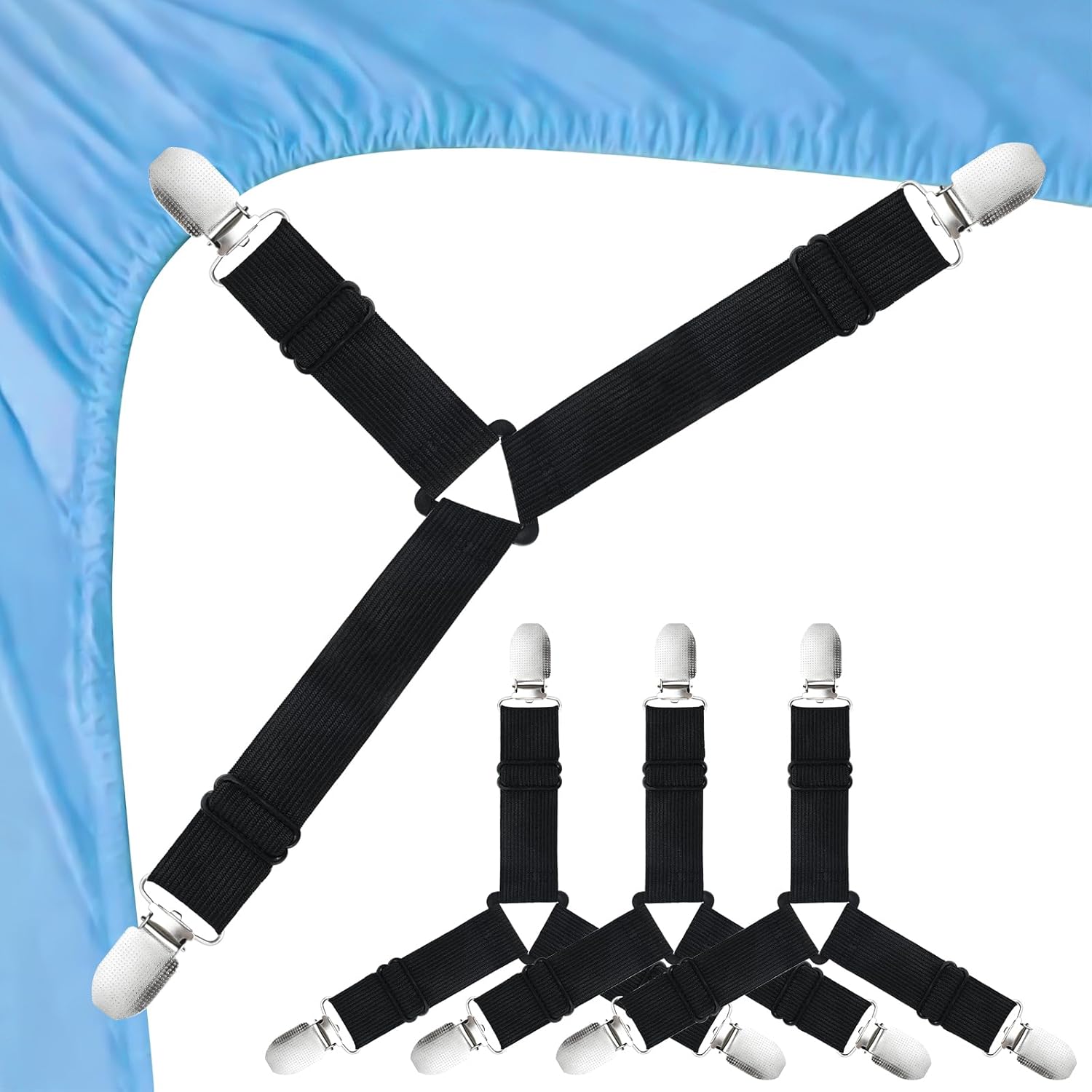 Morcheiong 4 Piece Sheet Straps Adjustable Fasteners for Beds Sofas Tablecloths