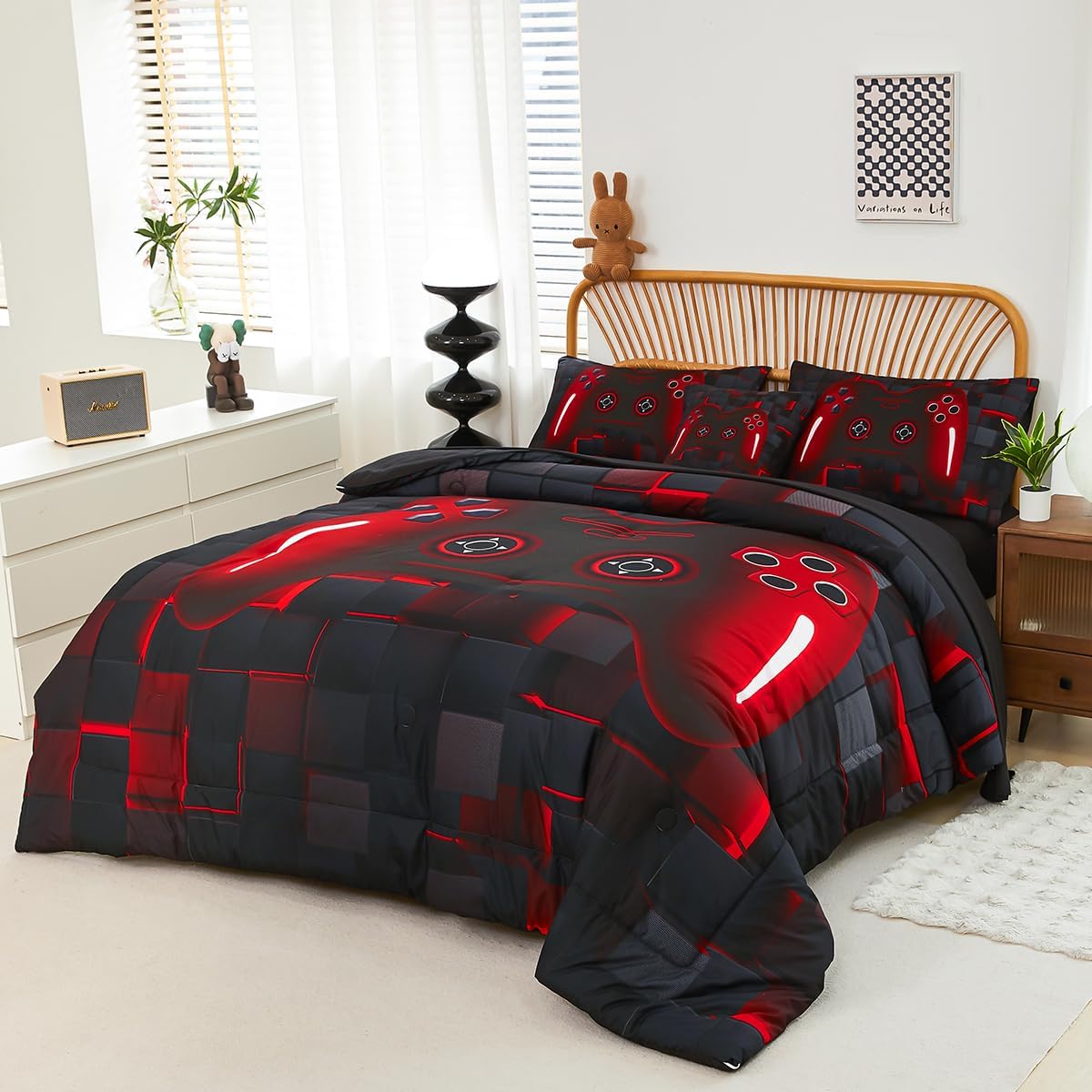 PERFEMET Boys Gaming Bedding Set Twin 6-Piece