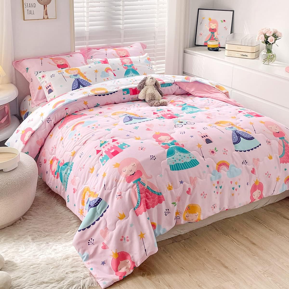Wajade Kids Pink Princess Comforter Set Bed in a Bag
