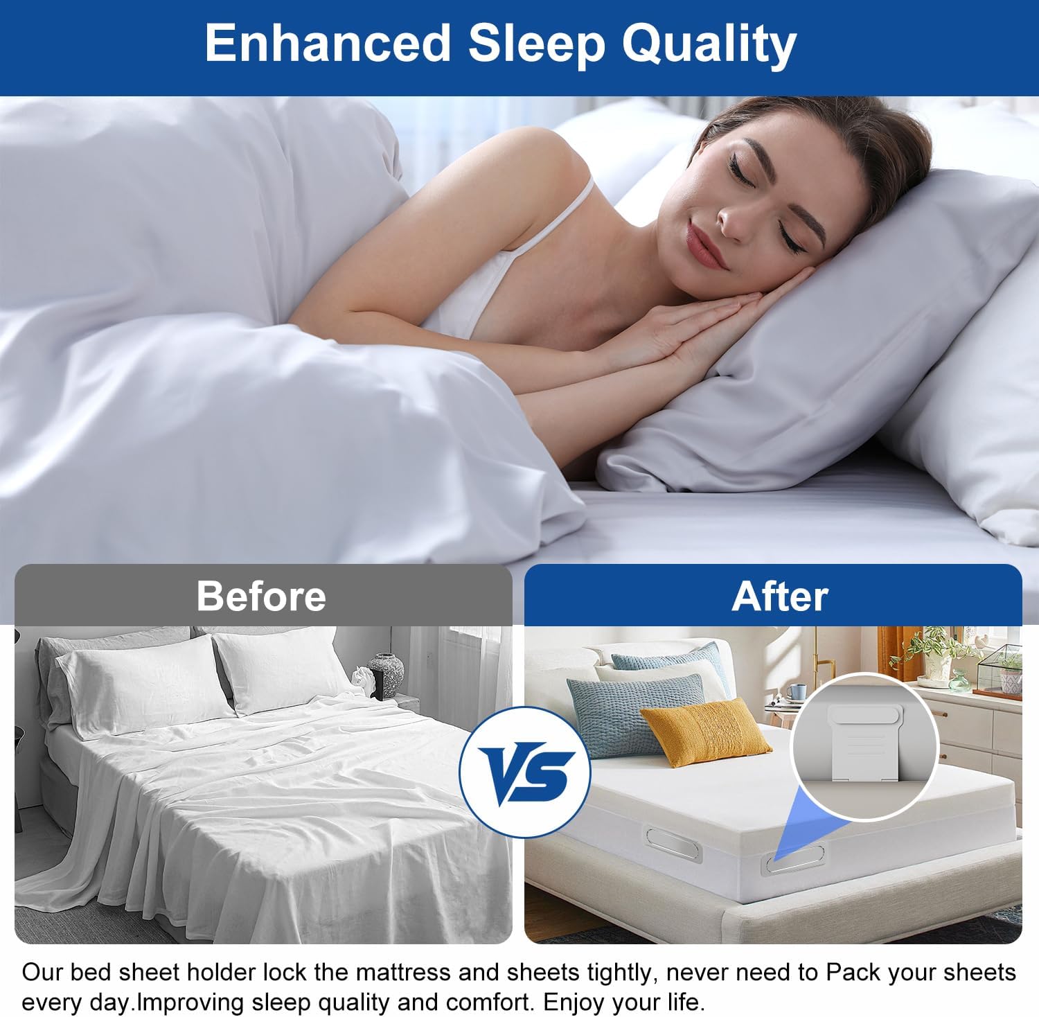 Tabiaprd Bed Sheet Holders 8 Pack Upgrade Fasteners