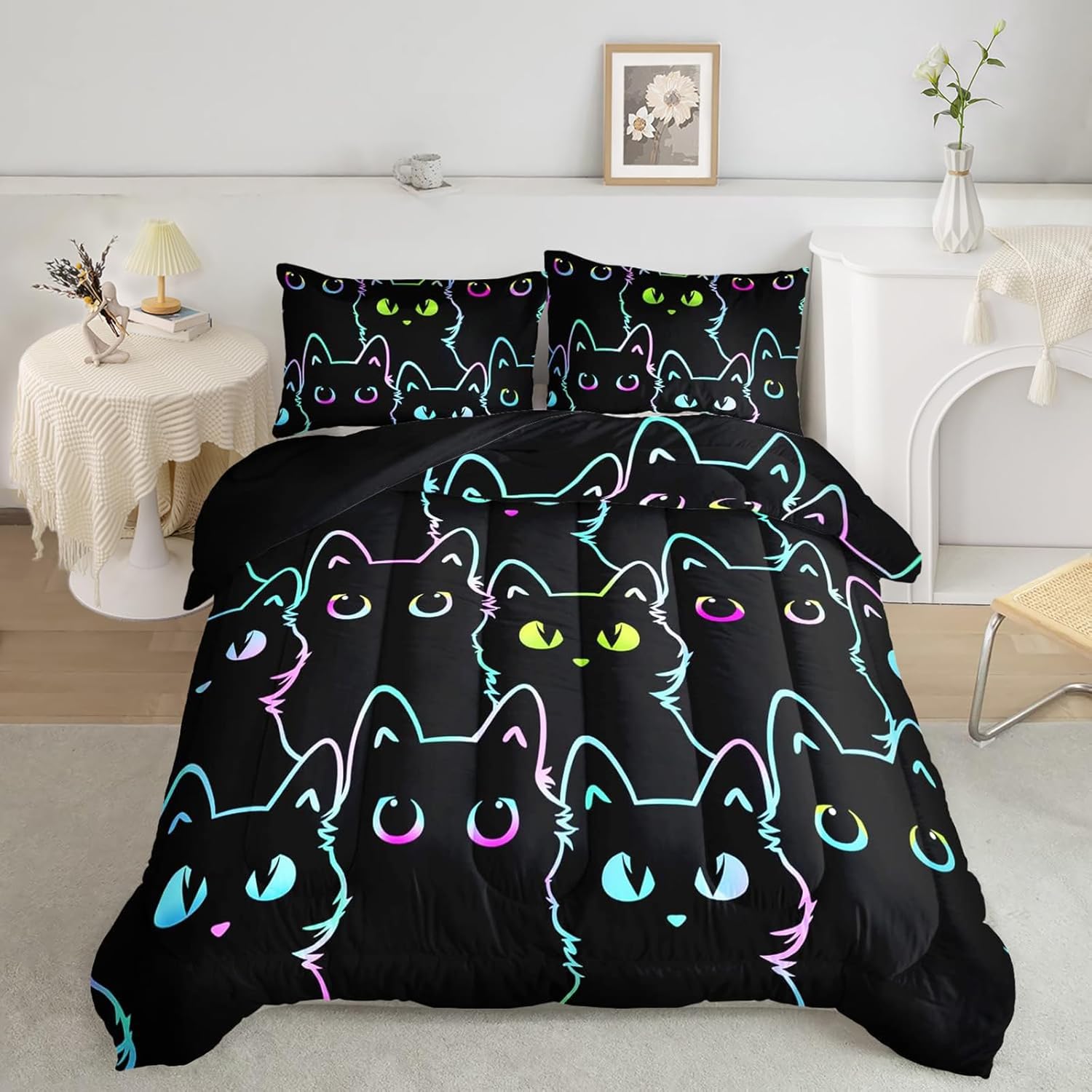 Axolotl Kids Cartoon Cat Comforter Set Twin Size 1