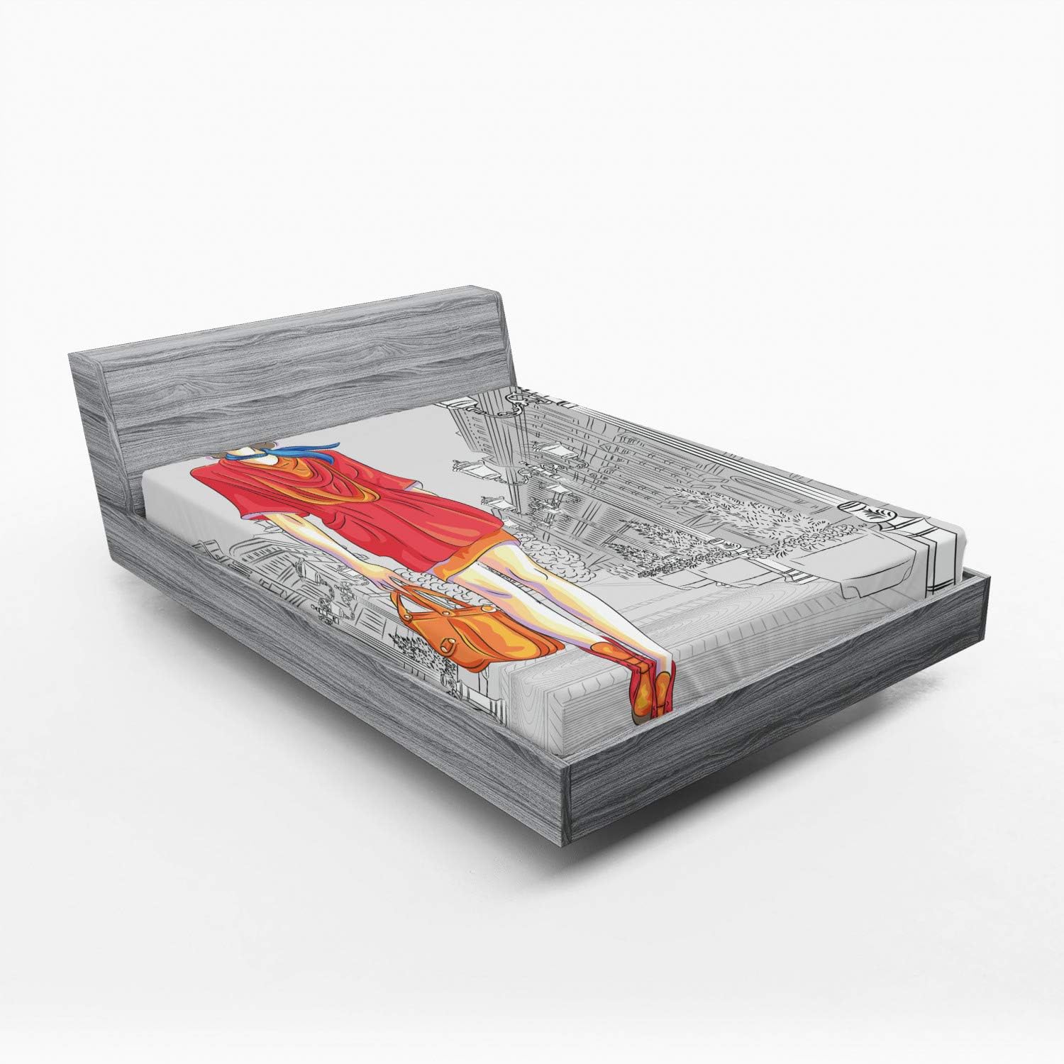 Ambesonne California King Fitted Sheet with Urban Fashion Print