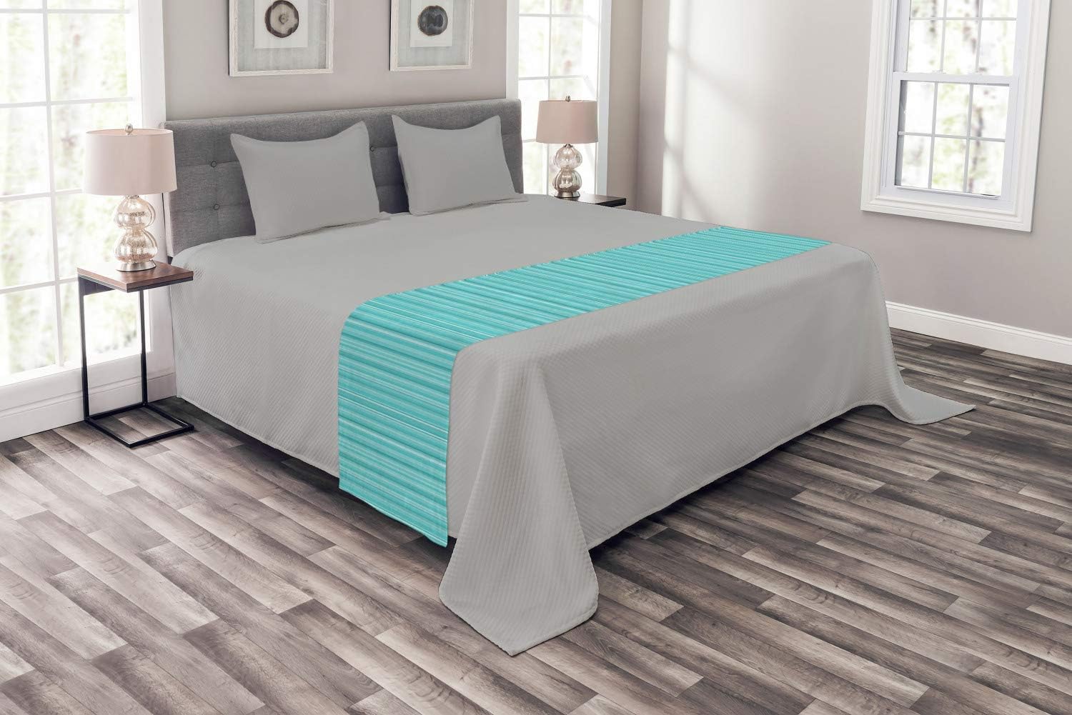 Ambesonne Aqua Bed Runner - 88 x 195 Turquoise Abstract Design