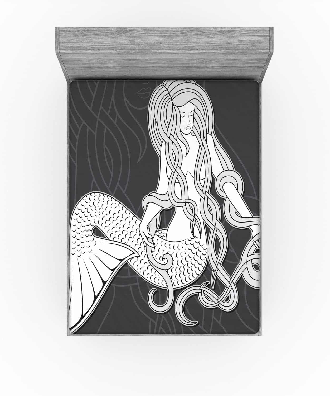 Ambesonne Mermaid Fitted Sheet with Celtic Border Design