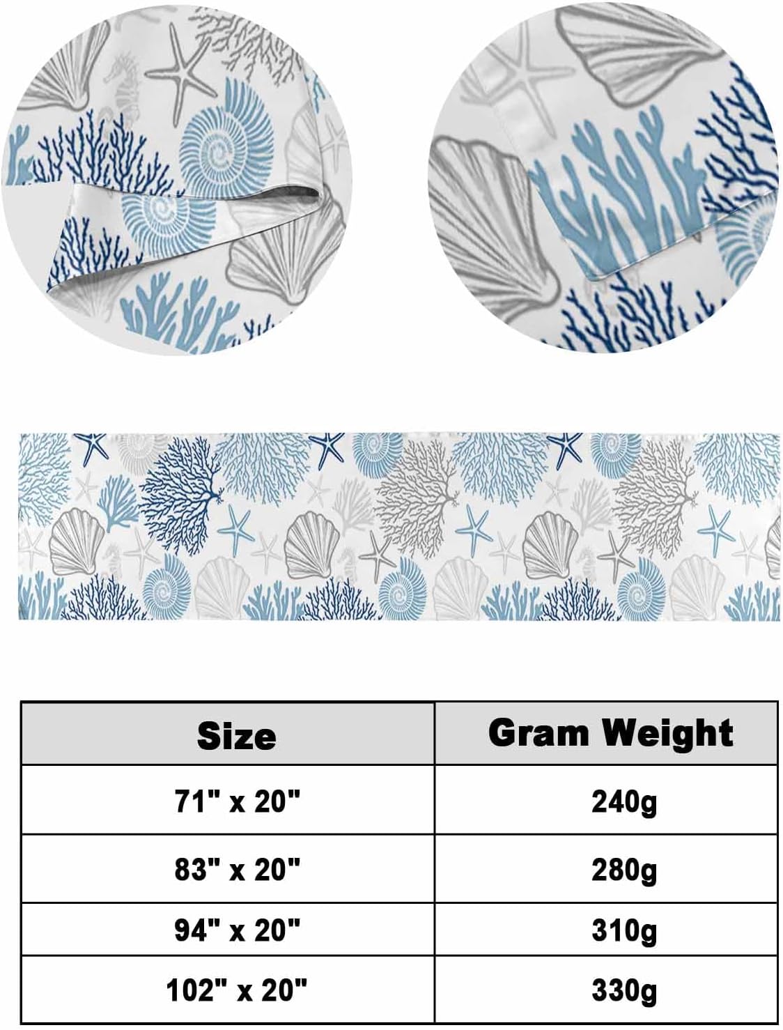 Ldtrchee Ocean Blue Bed Runner for Queen